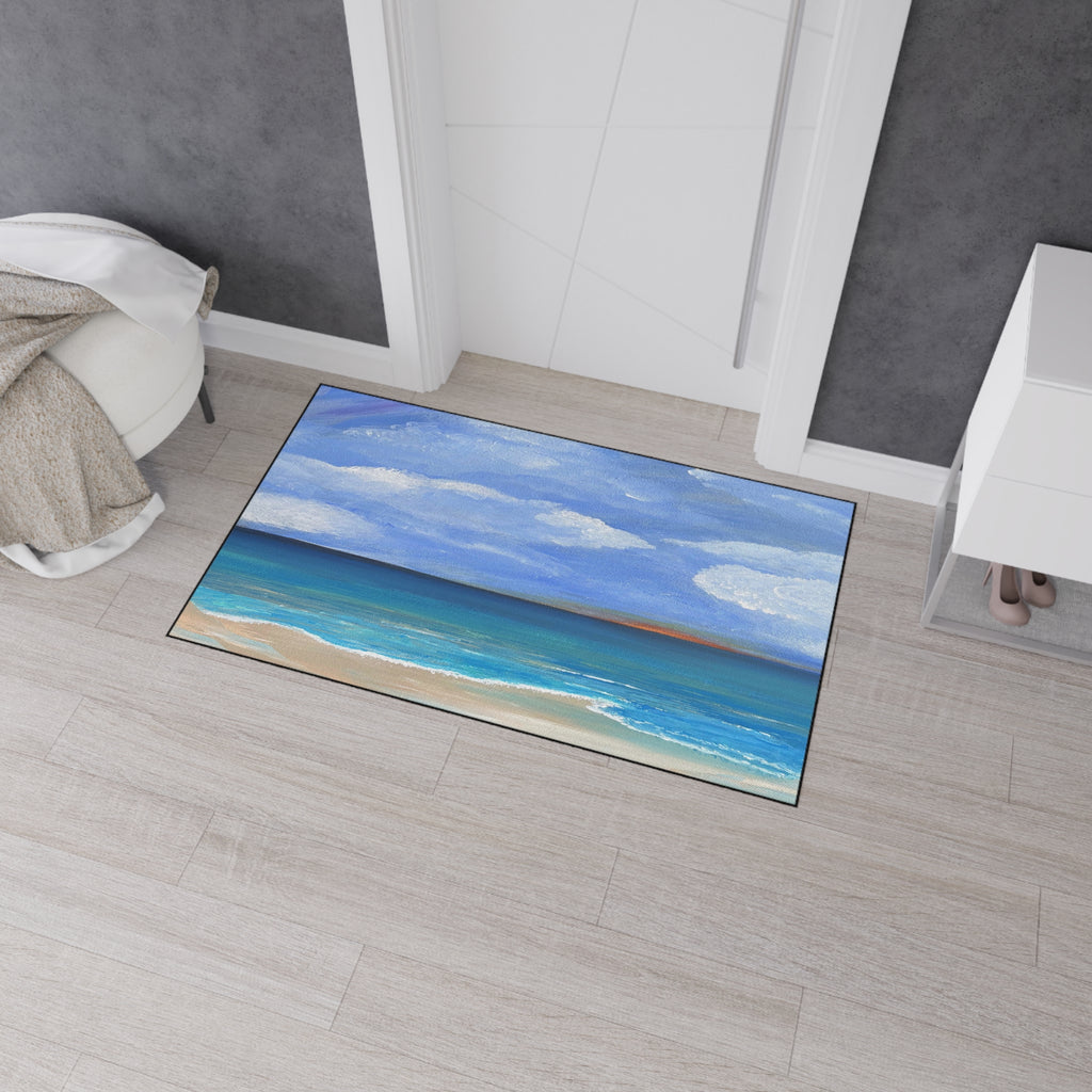 Coastal Calm Heavy-Duty Floor Mat — Ocean Beach Seascape Doormat