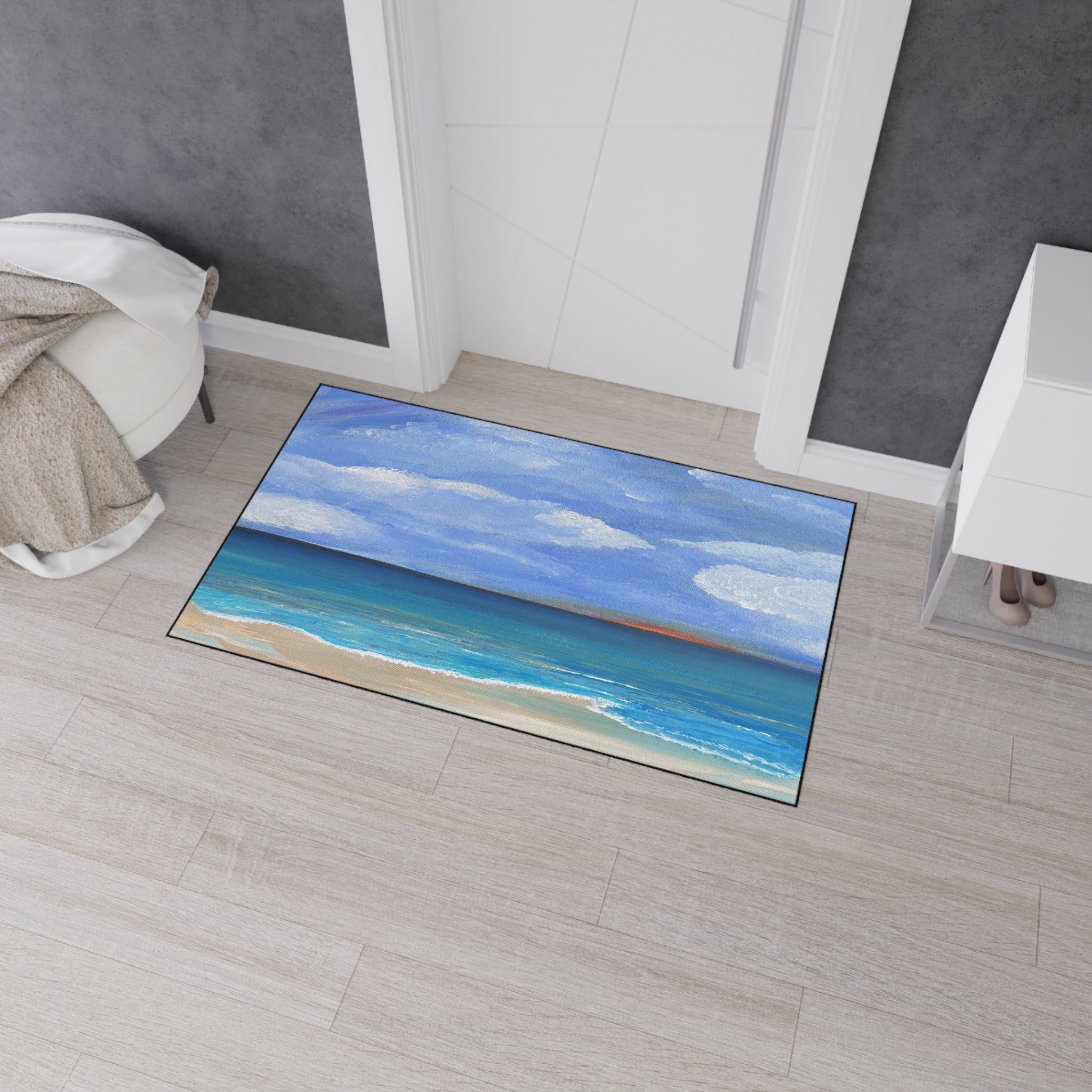 Coastal Calm Heavy-Duty Floor Mat — Ocean Beach Seascape Doormat