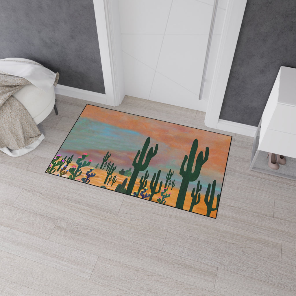 Desert Sunset Cactus Field Floor Mat