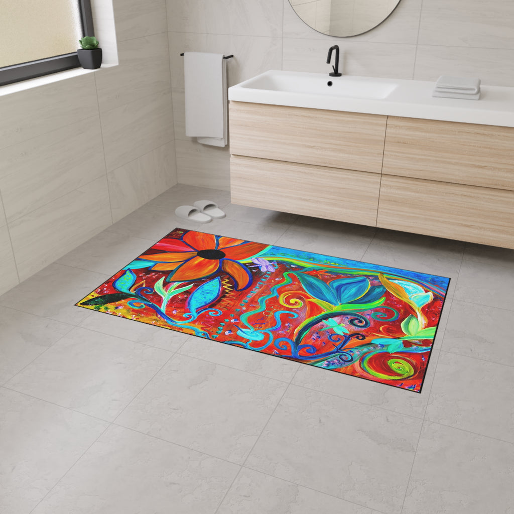Colorful Floral Heavy-Duty Floor Mat — Bright Botanical Entry Rug