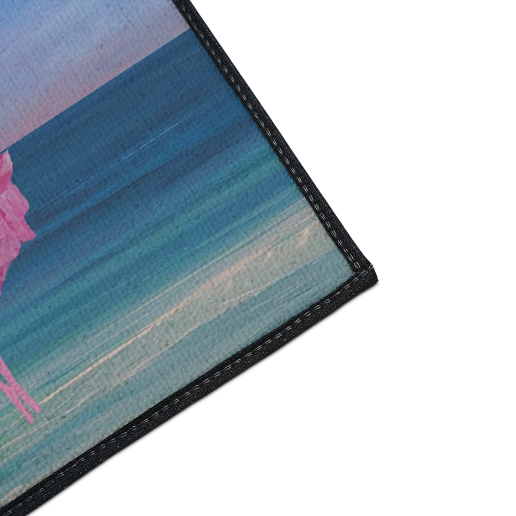Christmas Beach Floor Mat — "Merry Christmas" Palm & Flamingo Holiday Doormat