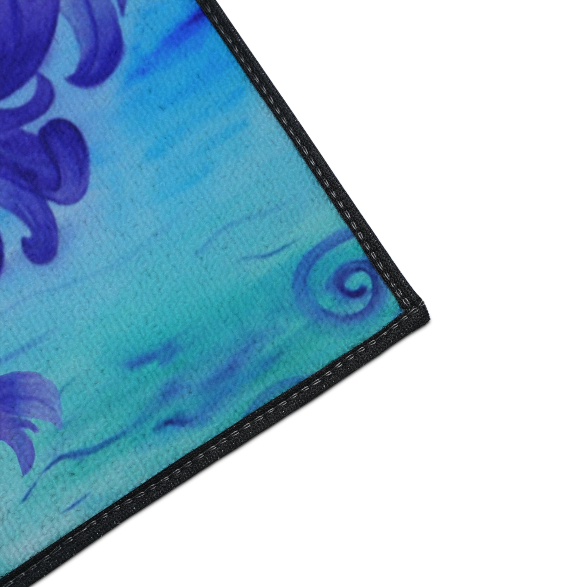 Blue Lily Heavy Duty Floor Mat — Waterproof Floral Entryway Rug