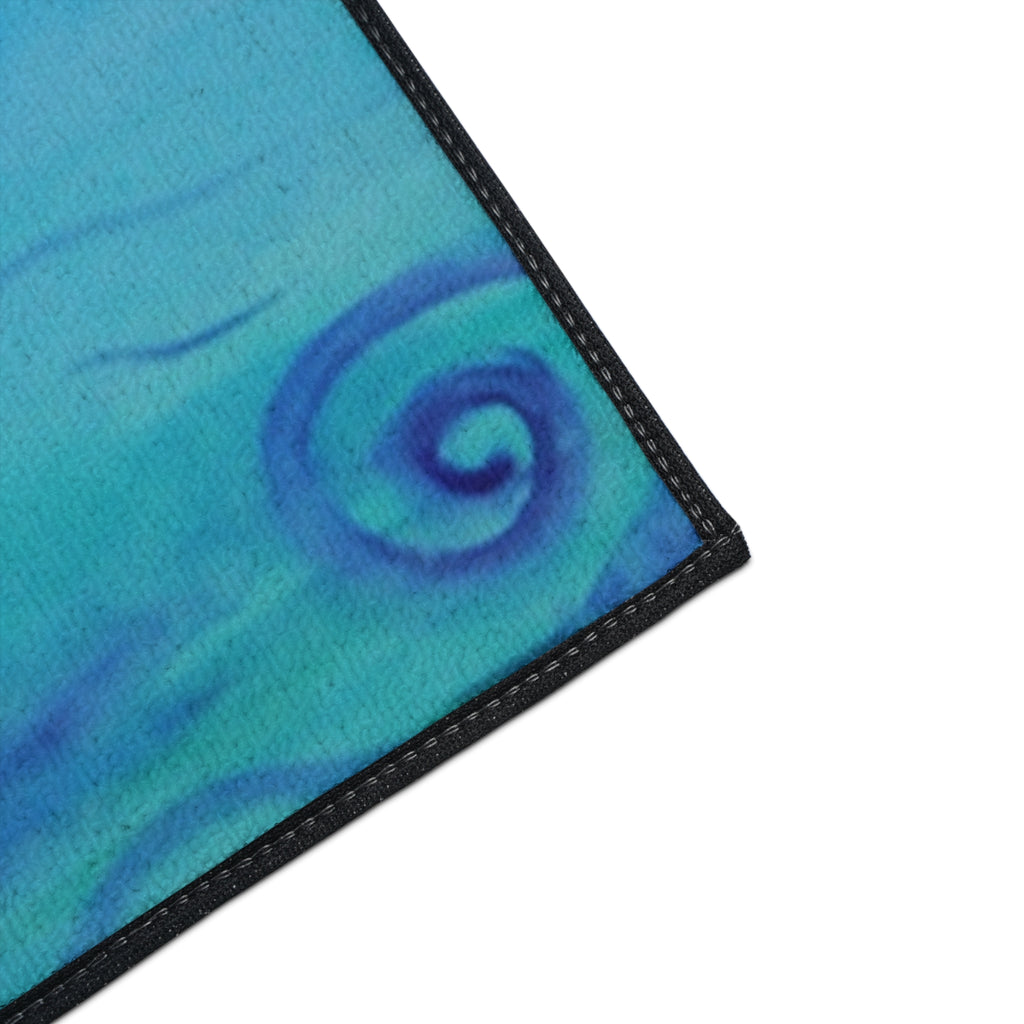 Blue Lily Heavy Duty Floor Mat — Waterproof Floral Entryway Rug
