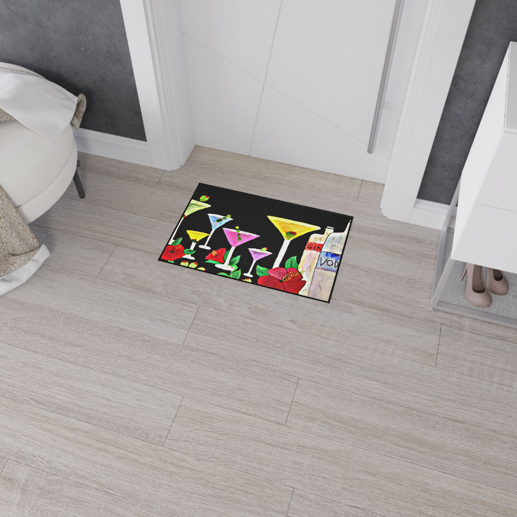 Cocktail Bar Floor Mat — Colorful Martini & Spirits Floral Mat