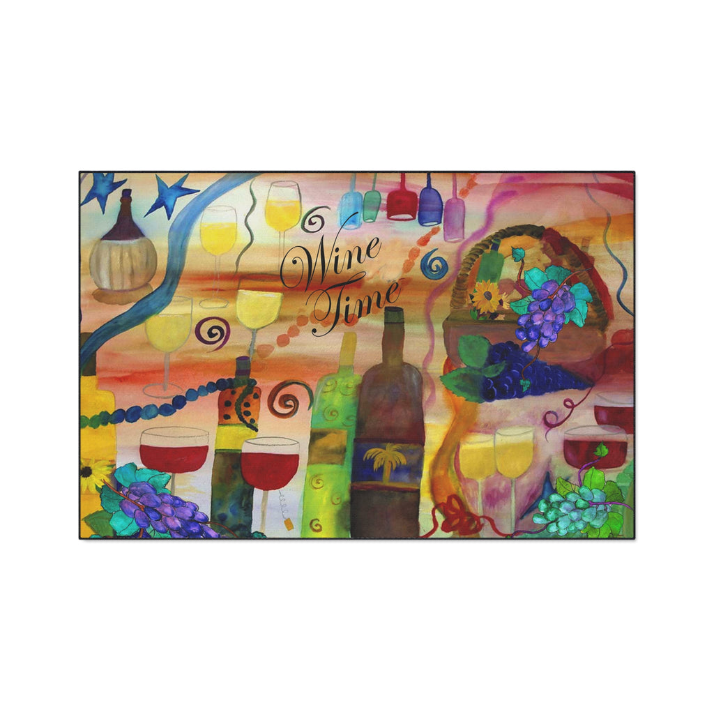 Wine Time Heavy Duty Floor Mat — Colorful Wine Bottle & Glass Kitchen Rug