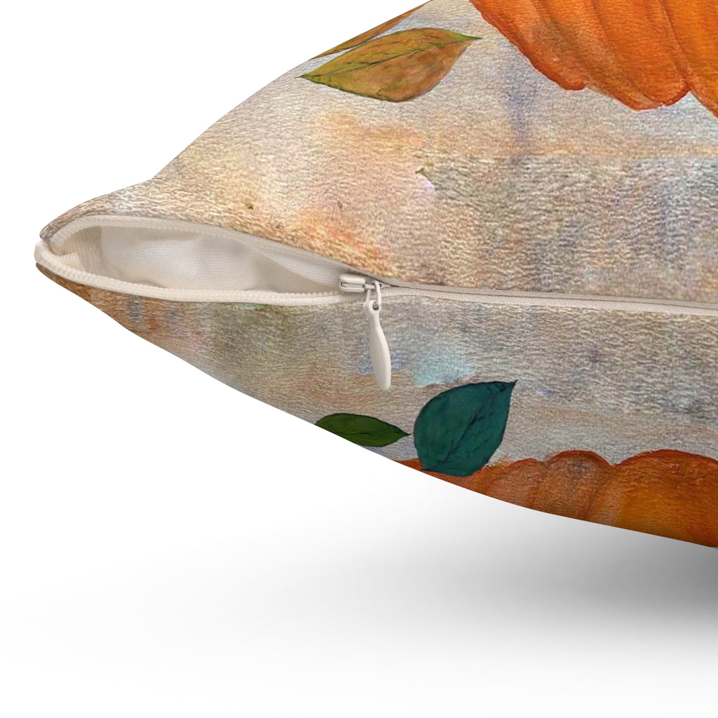 Thanksgiving Autumn Pumpkin Throw Pillow — Fall Decorative Square Pillow