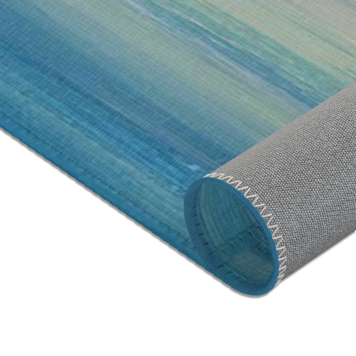 Coastal Breeze Runner Rug – Blue Green Abstract Ocean Area Rug
