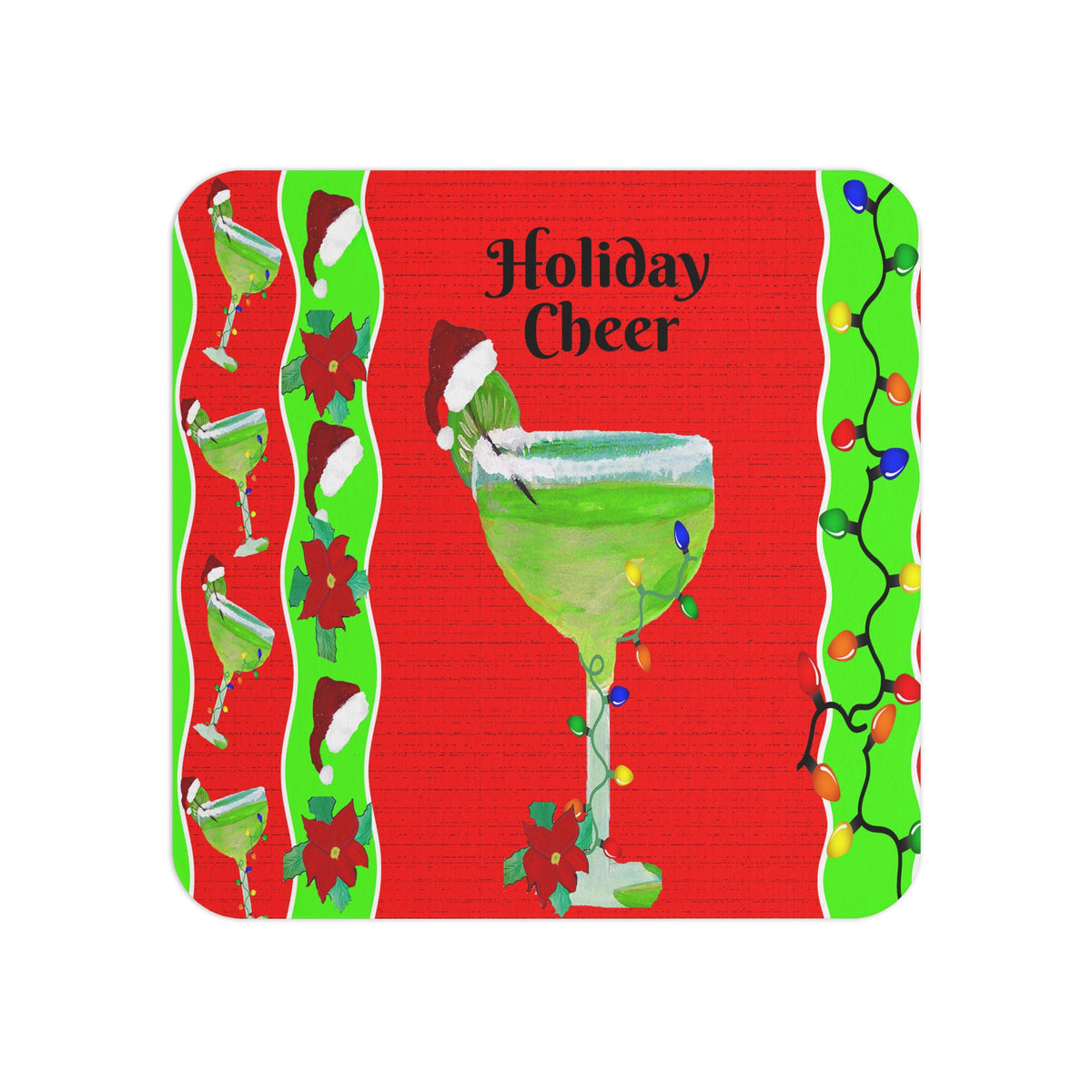 Holiday Cheer Margarita Coasters — Festive Cocktail Party Drink Coaster Set