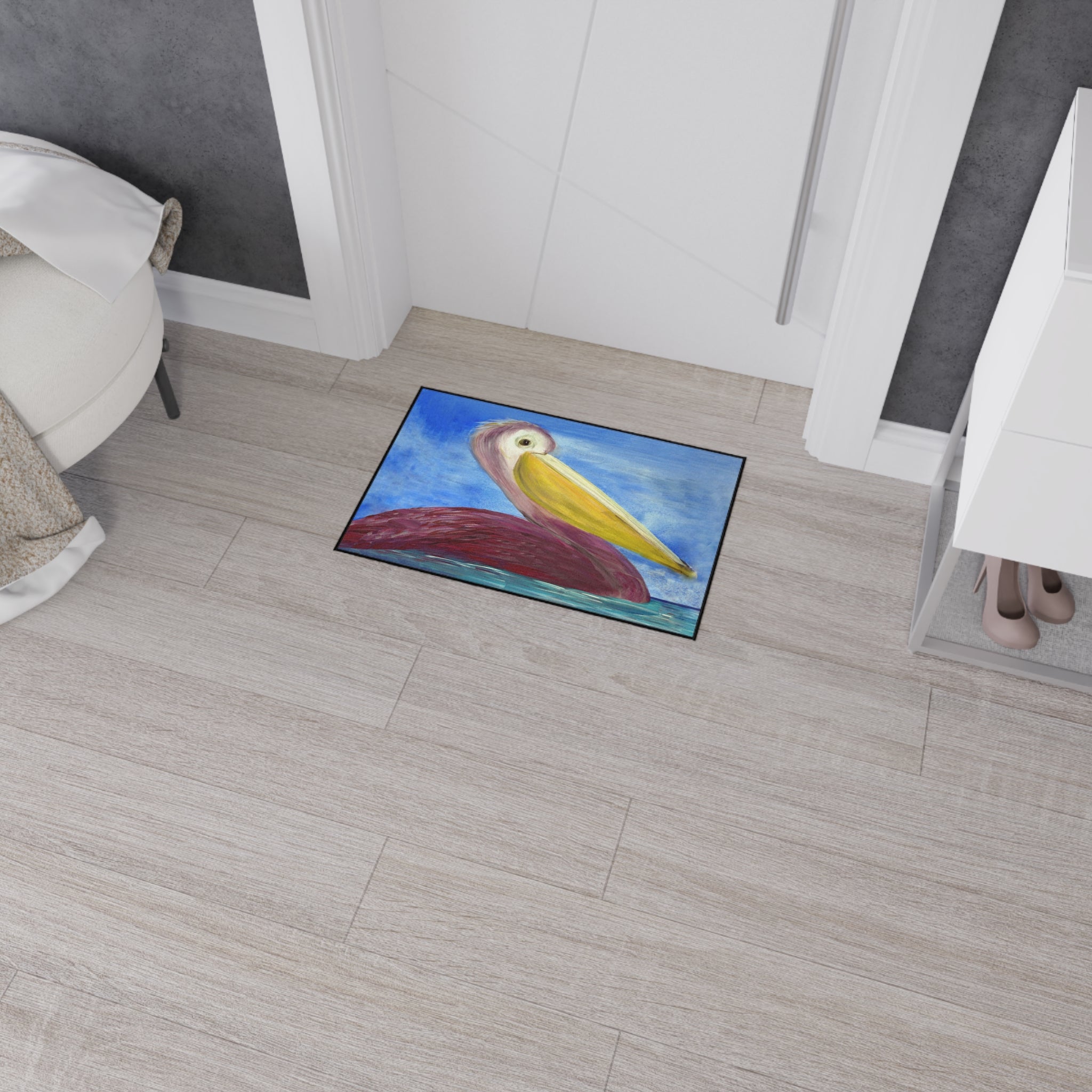Pelican Art Floor Mat — Heavy-Duty Coastal Welcome Rug