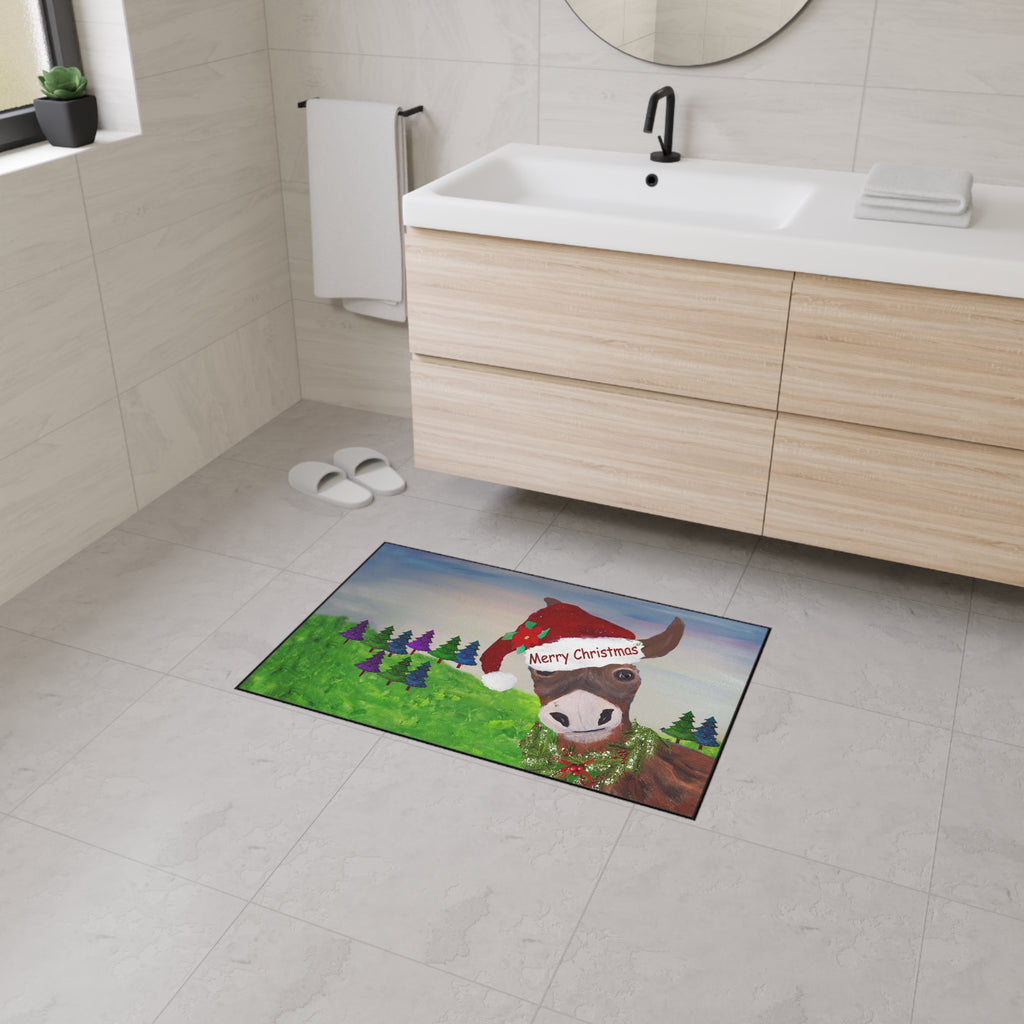 Christmas Donkey Floor Mat — Merry Christmas Holiday Welcome Rug