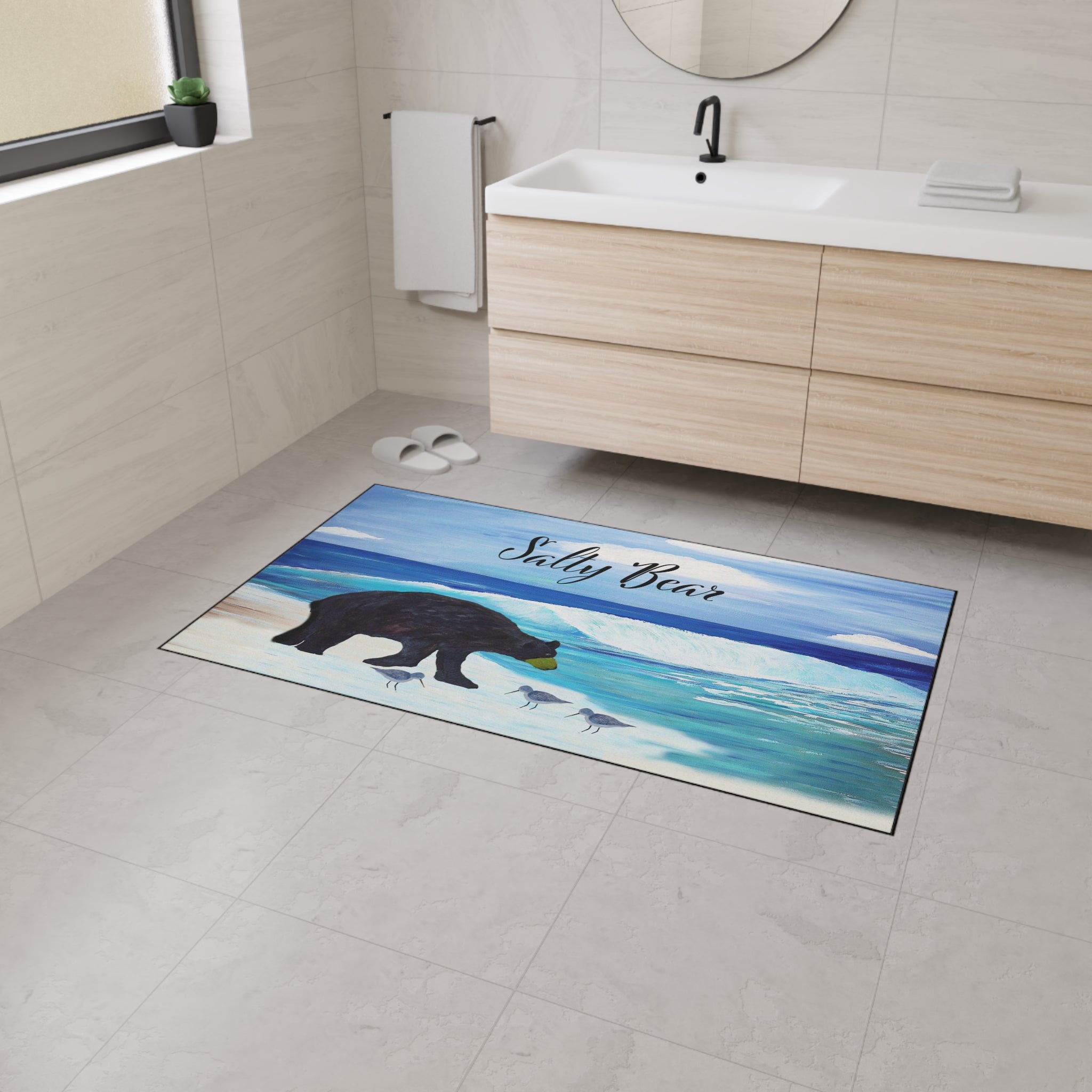 Coastal 'Salty Bear' Heavy-Duty Floor Mat — Beach Bear Welcome Mat