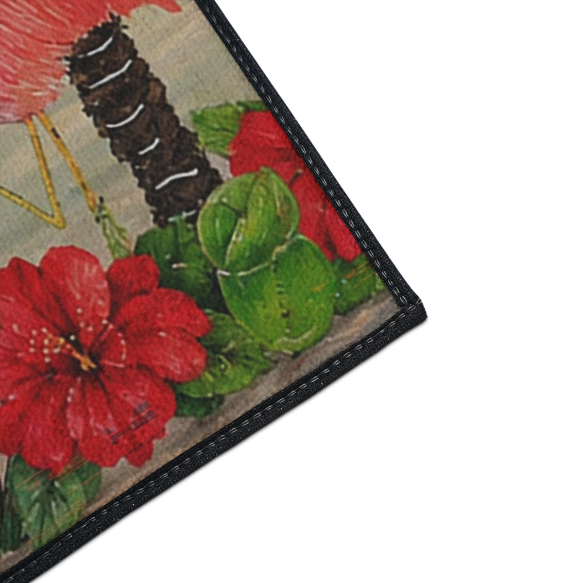 Tropical Flamingo Welcome Mat — "At '4' We Pour!" Cocktail Beach Door Mat