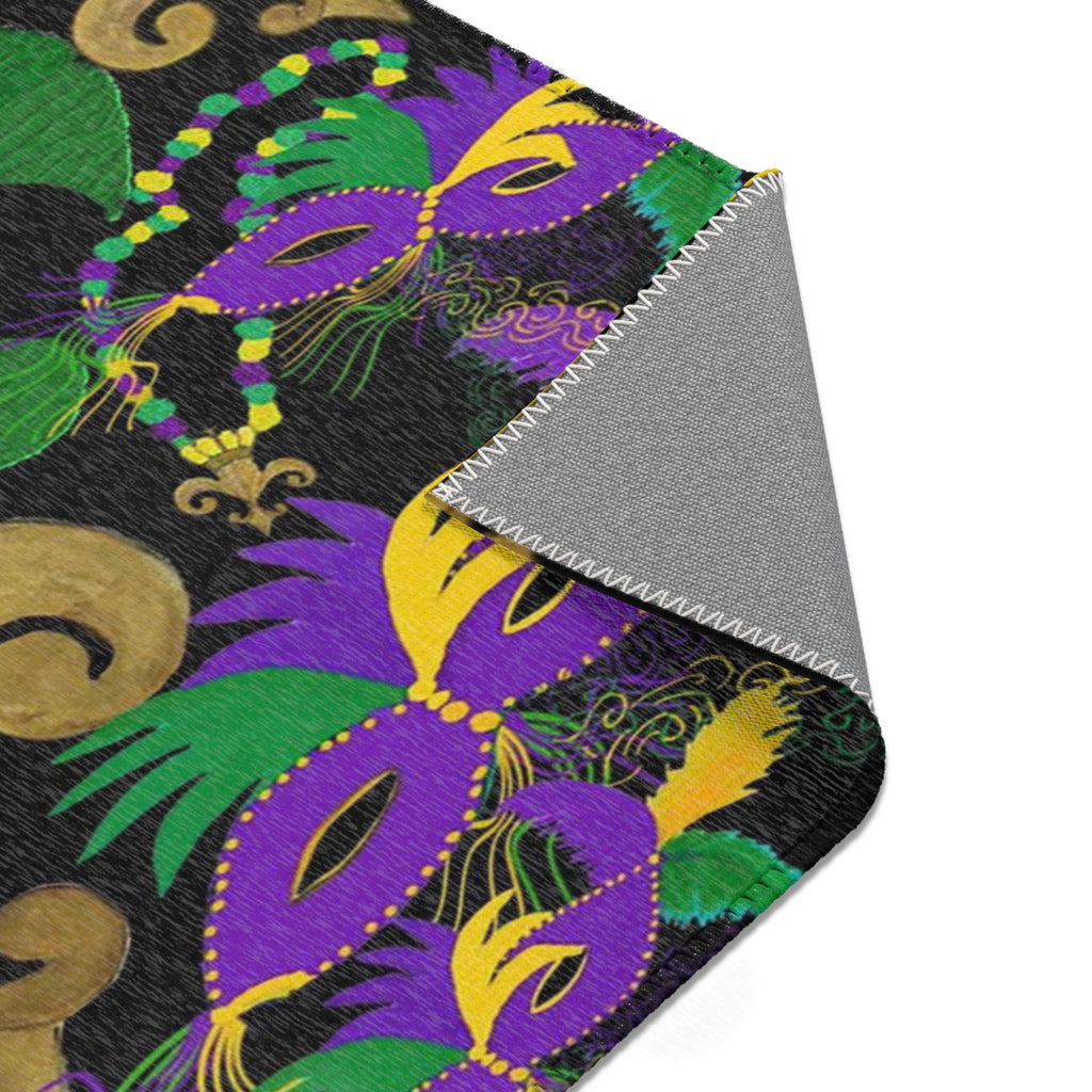Mardi Gras Fleur-de-Lis Area Rug — Purple, Green & Gold Carnival Design