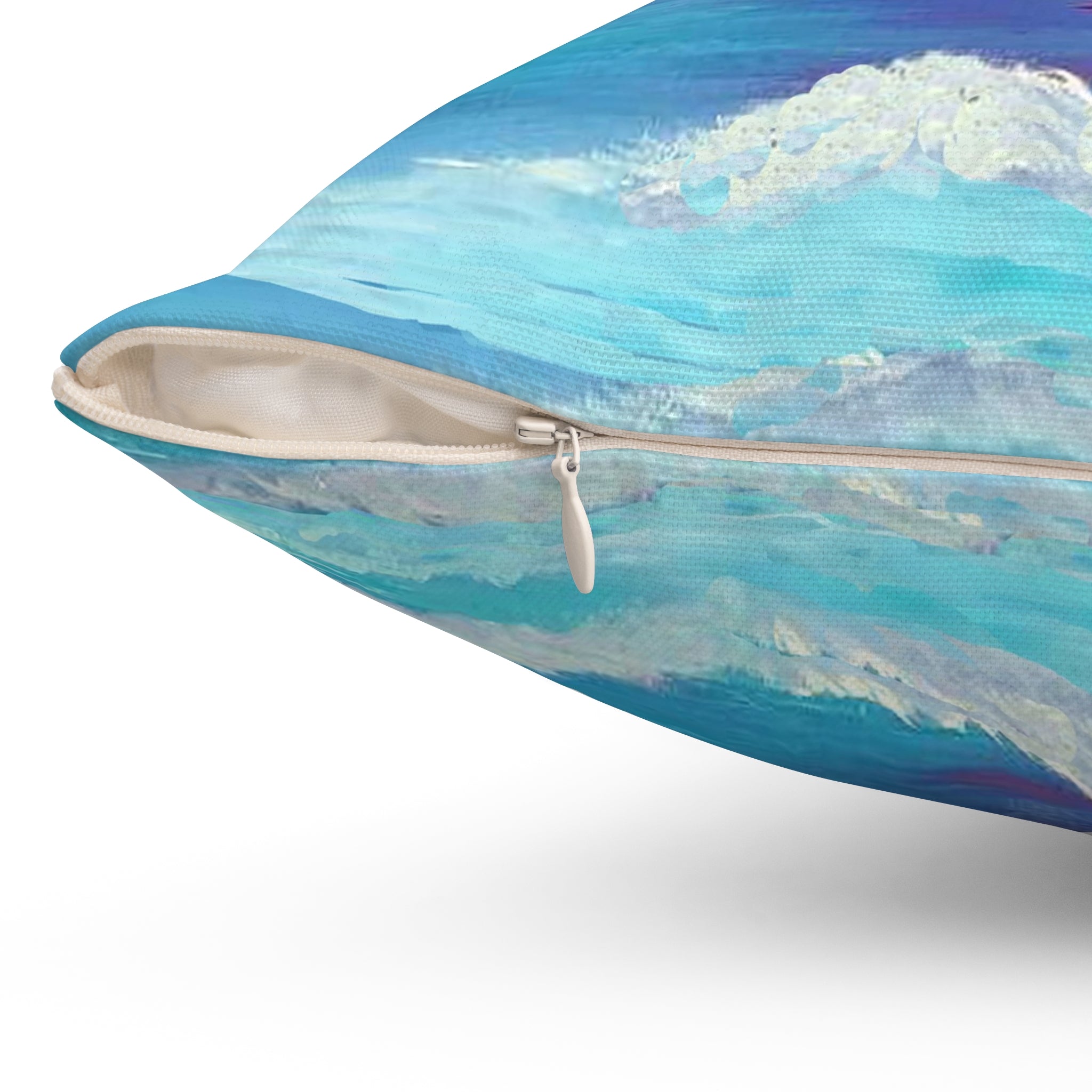 Ocean Sunset Decorative Pillow — Coastal Watercolor Throw Cushion