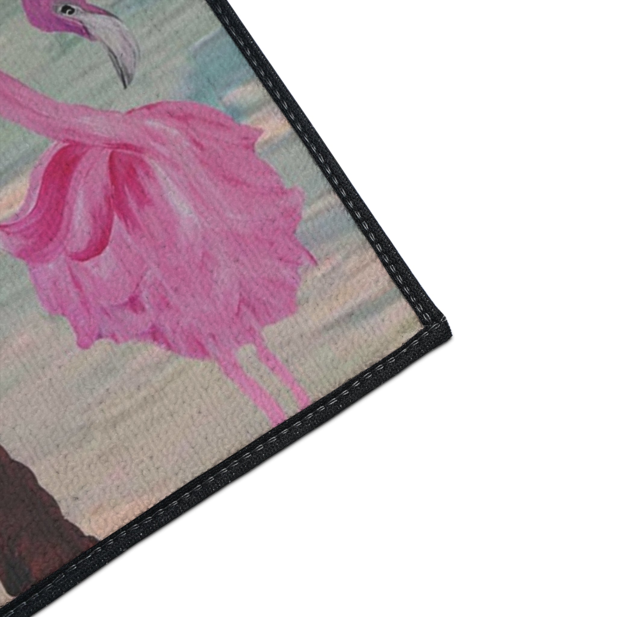 Flamingo Beach Heavy Duty Floor Mat — Tropical Palm Welcome Rug