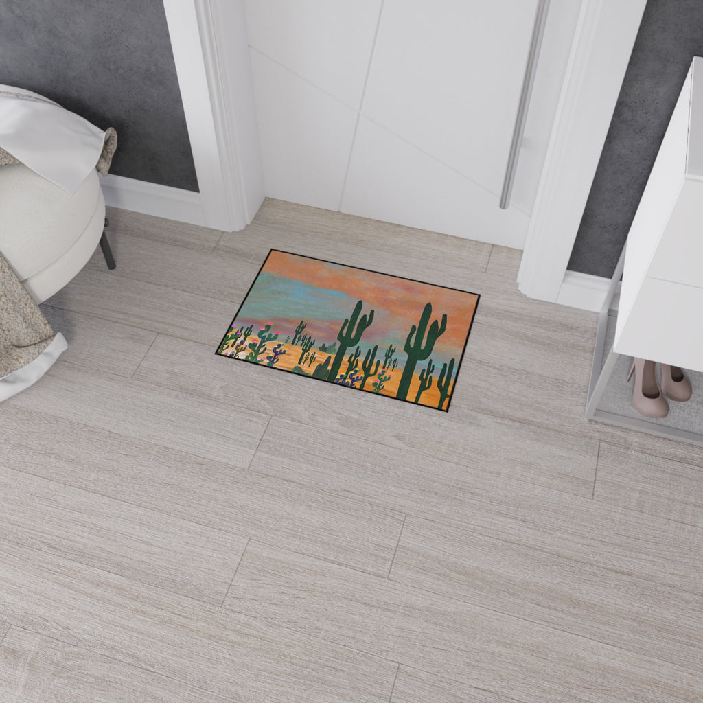 Desert Sunset Cactus Field Floor Mat