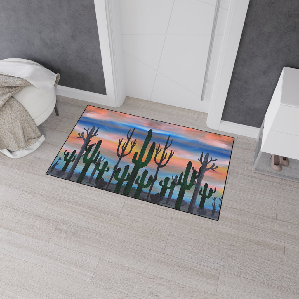 Desert Sunset Cactus Floor Mat — Heavy Duty Welcome Rug
