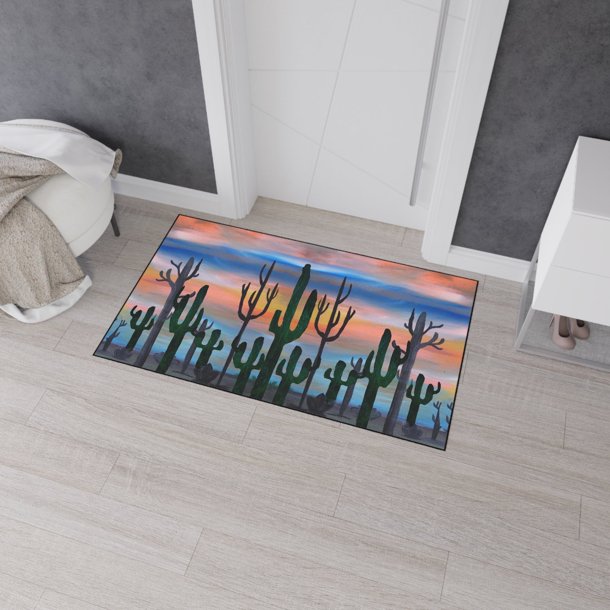 Desert Sunset Cactus Floor Mat — Heavy Duty Welcome Rug