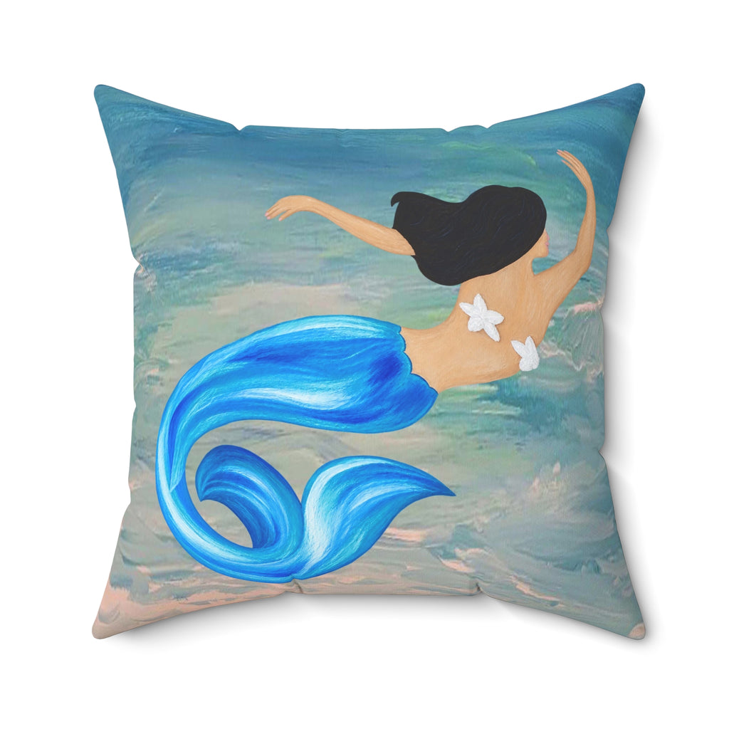 Blue Mermaid Swim Decorative Pillow