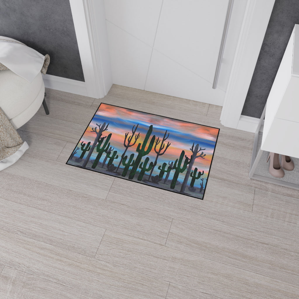 Desert Sunset Cactus Floor Mat — Heavy Duty Welcome Rug