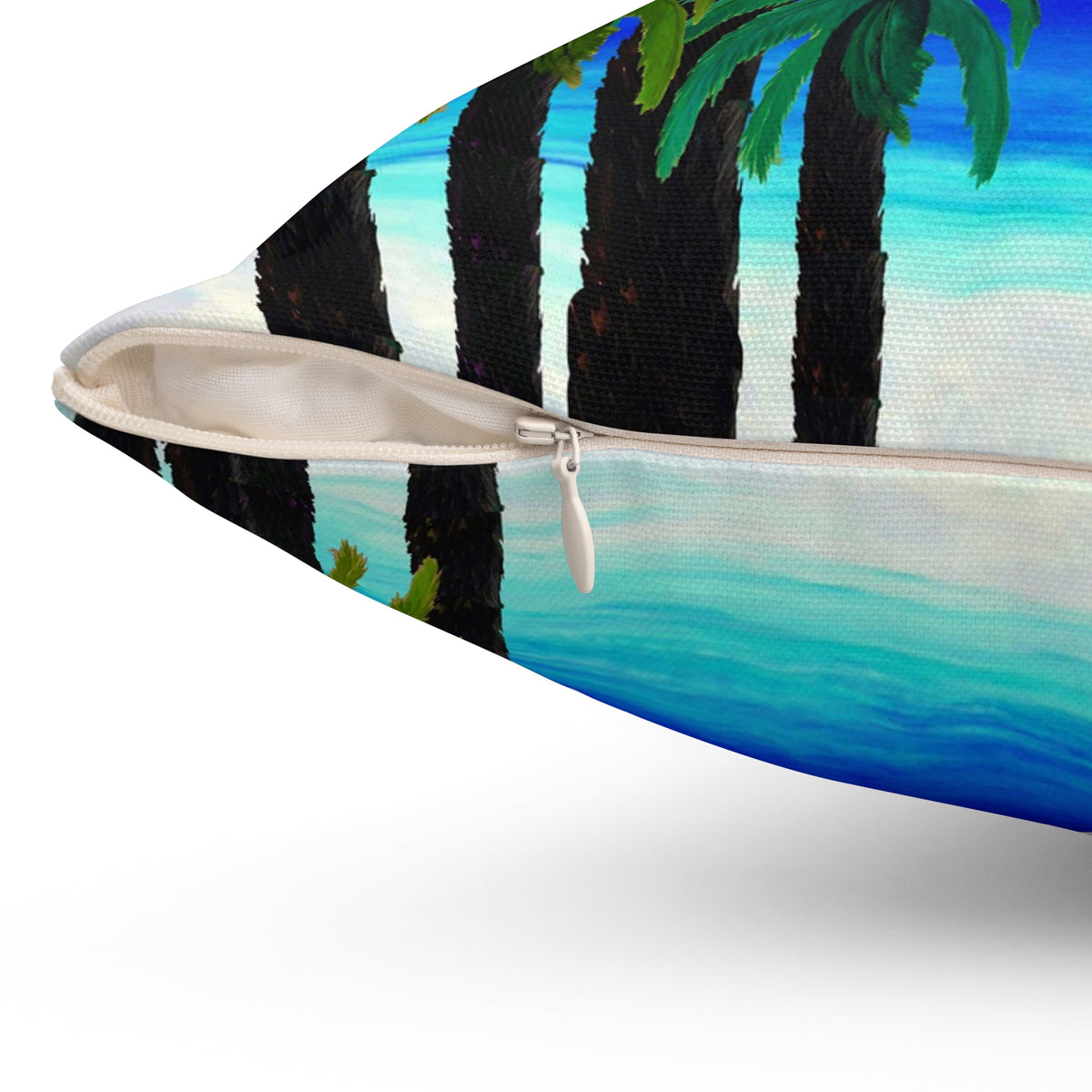 Tropical Sunset Palm Pillow — Beach Sunset Decorative Throw Pillow