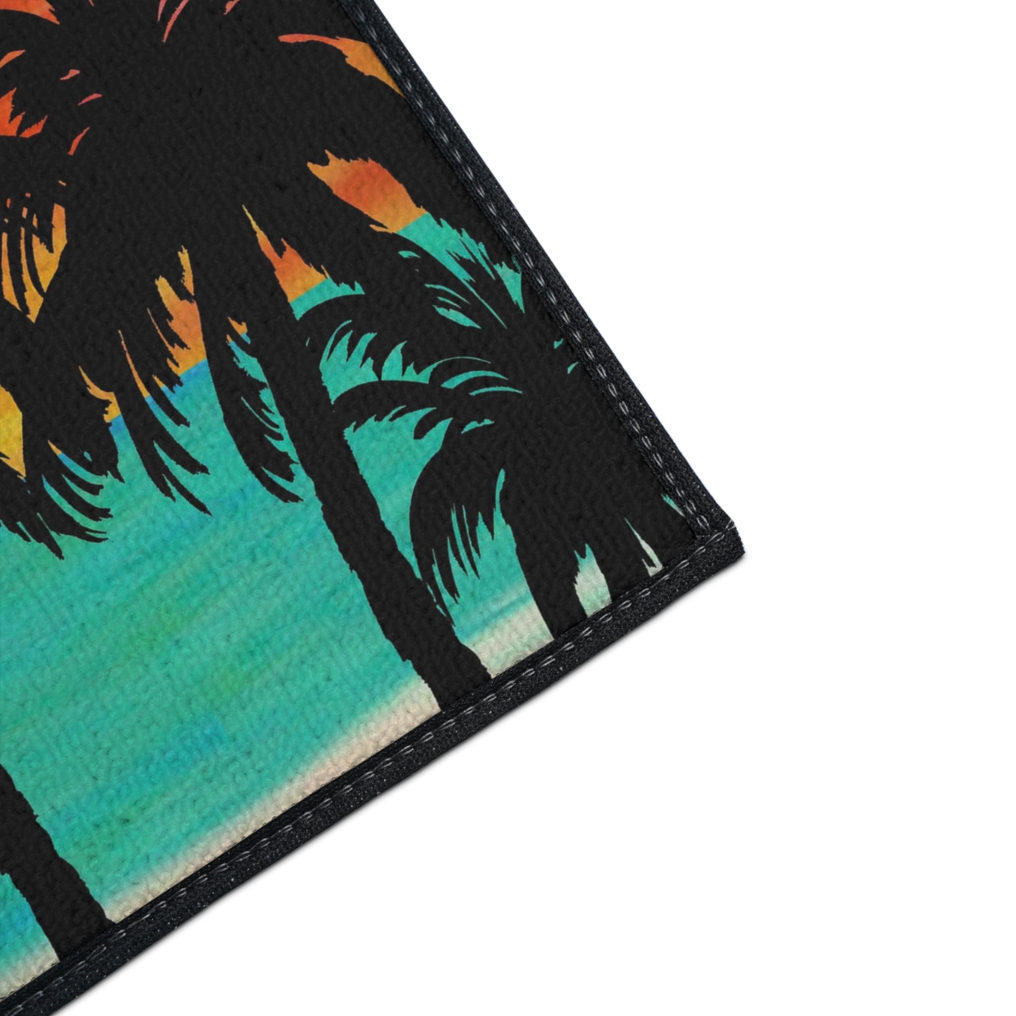 Tropical Sunset Floor Mat — Heavy-Duty Palm Tree Doormat