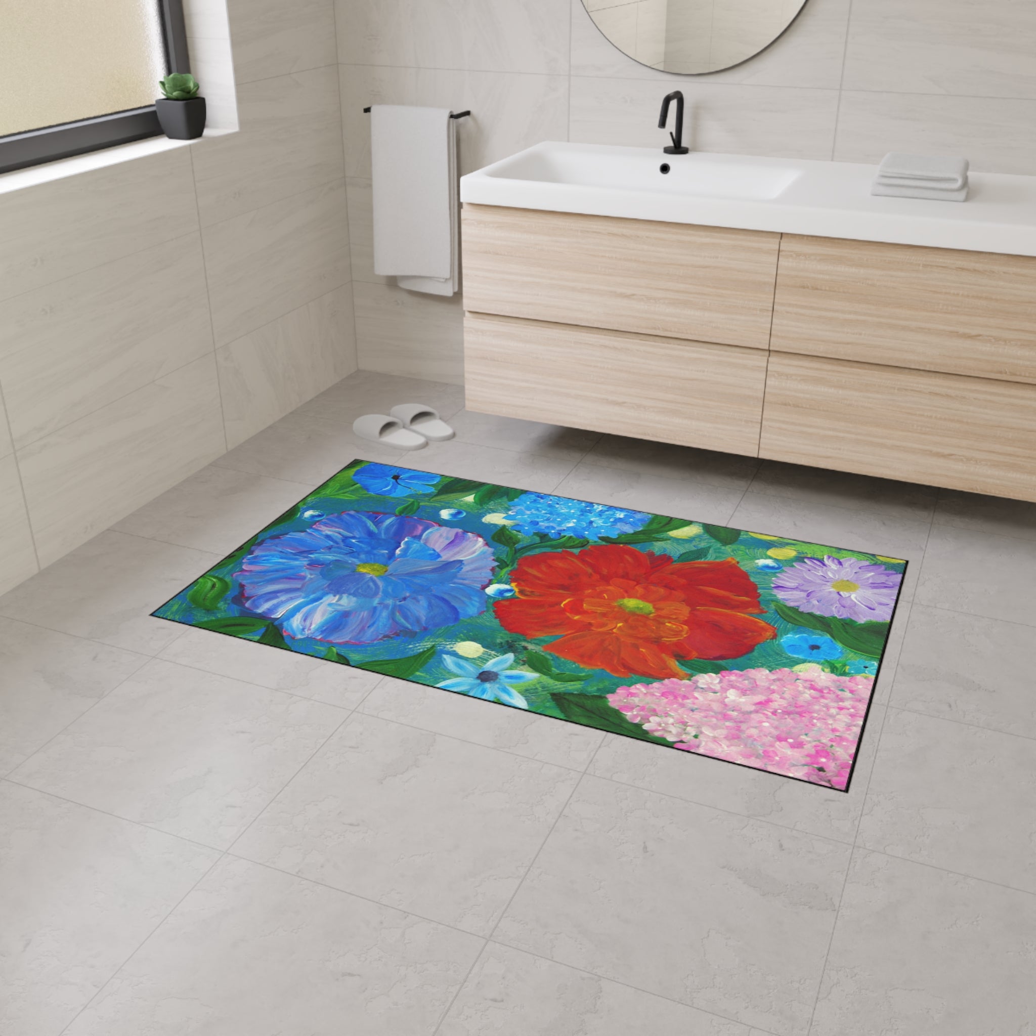 Floral Garden Heavy Duty Floor Mat — Bright Bloom Welcome Rug