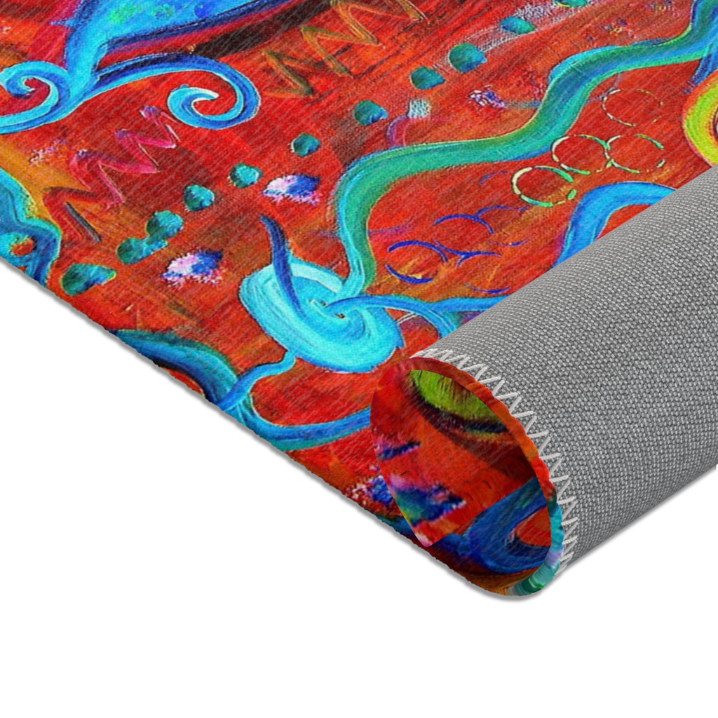 Vibrant Floral Boho Area Rug — Colorful Swirl Garden Accent Rug