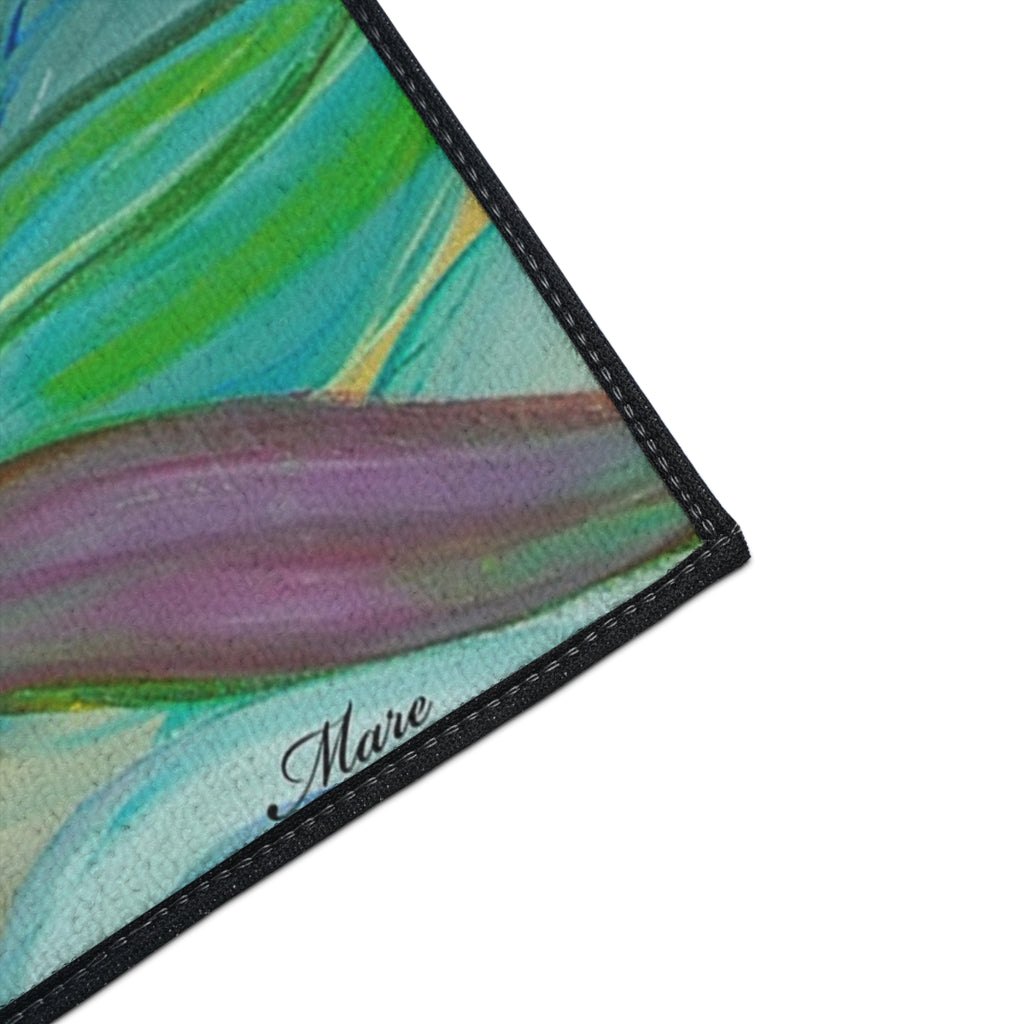 Floral Bloom Heavy Duty Floor Mat – Colorful Tropical Flowers Welcome Rug