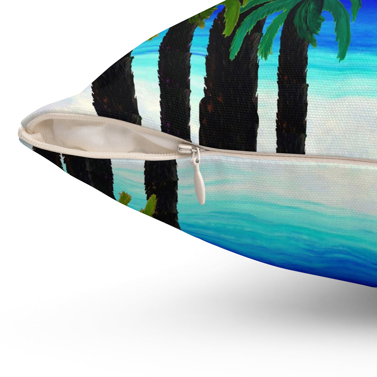 Tropical Sunset Palm Pillow — Beach Sunset Decorative Throw Pillow