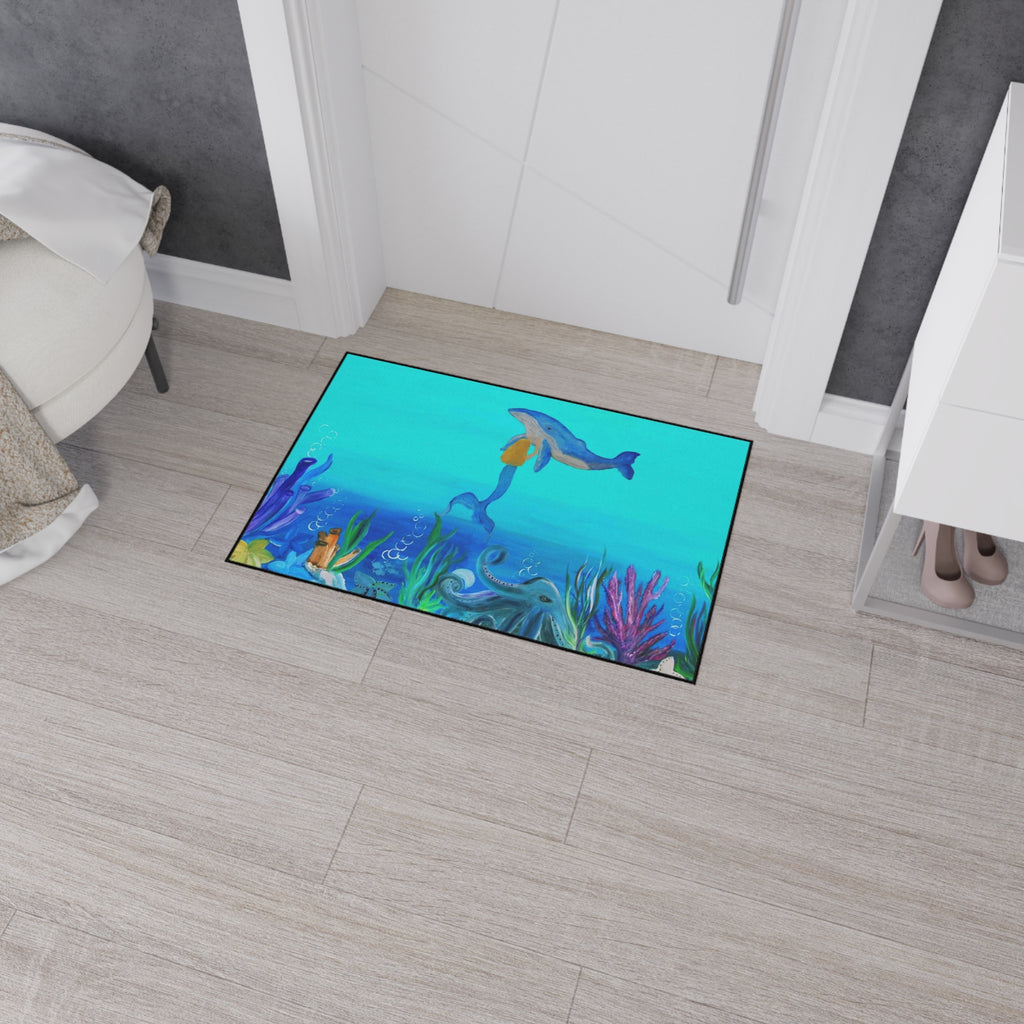 Underwater Mermaid and Whale Floor Mat — Ocean Wildlife Heavy Duty Doormat