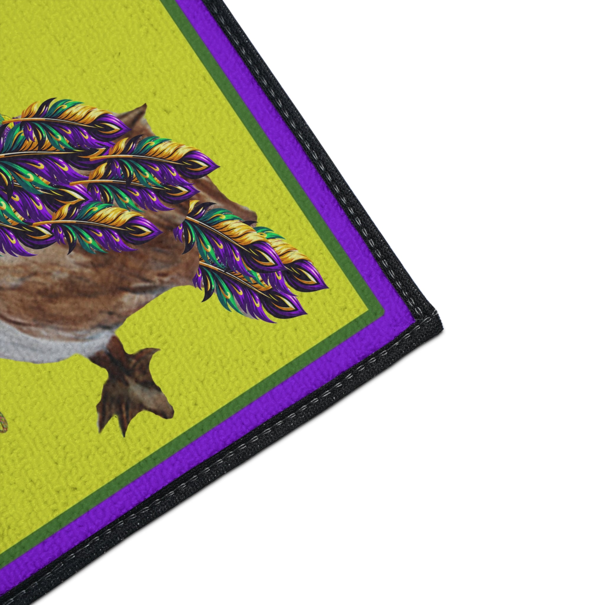 Pelican Mardi Gras adorned in beach home decor Heavy Duty Floor Mat rug