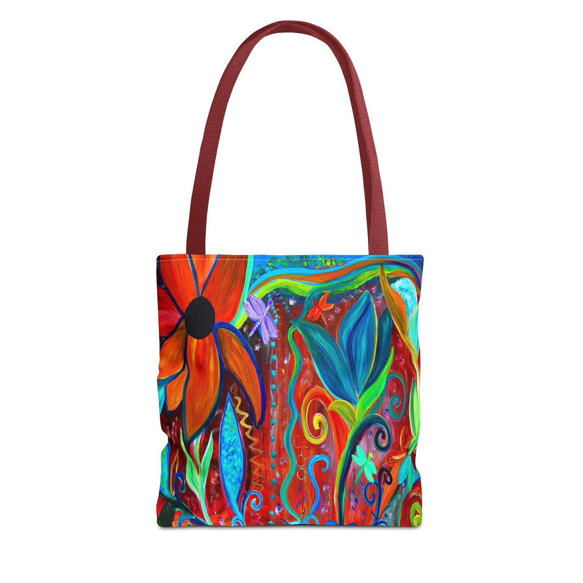 Floral Artsy Tote Bag — Vibrant Hand-Painted Garden Print All-Over-Print Tote