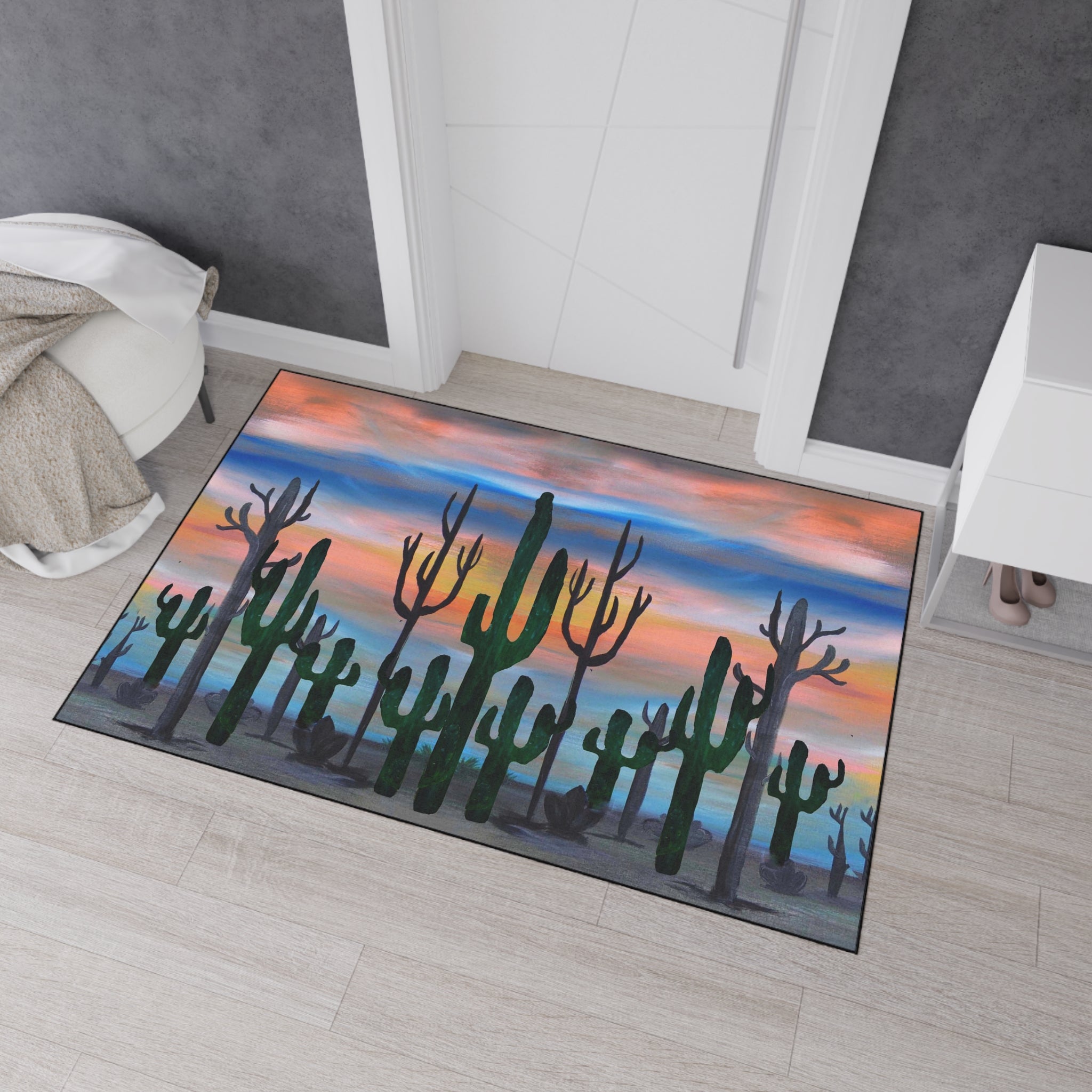 Desert Sunset Cactus Floor Mat — Heavy Duty Welcome Rug