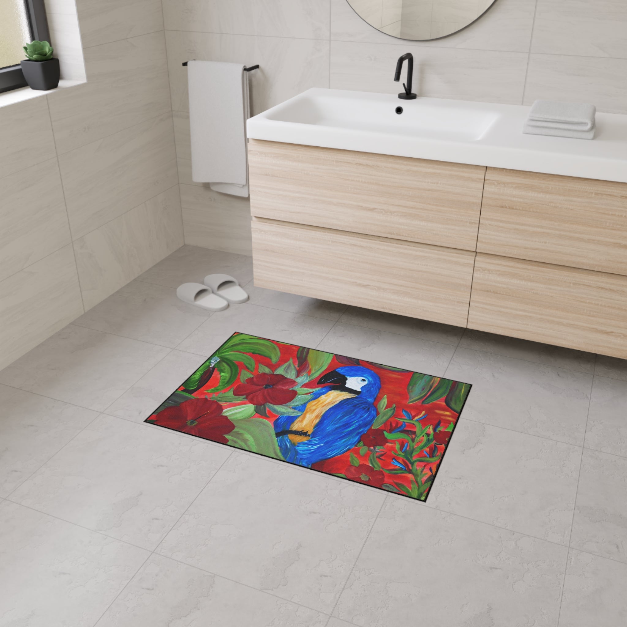 Tropical Macaw Floor Mat — Heavy-Duty Non-Slip Door Rug