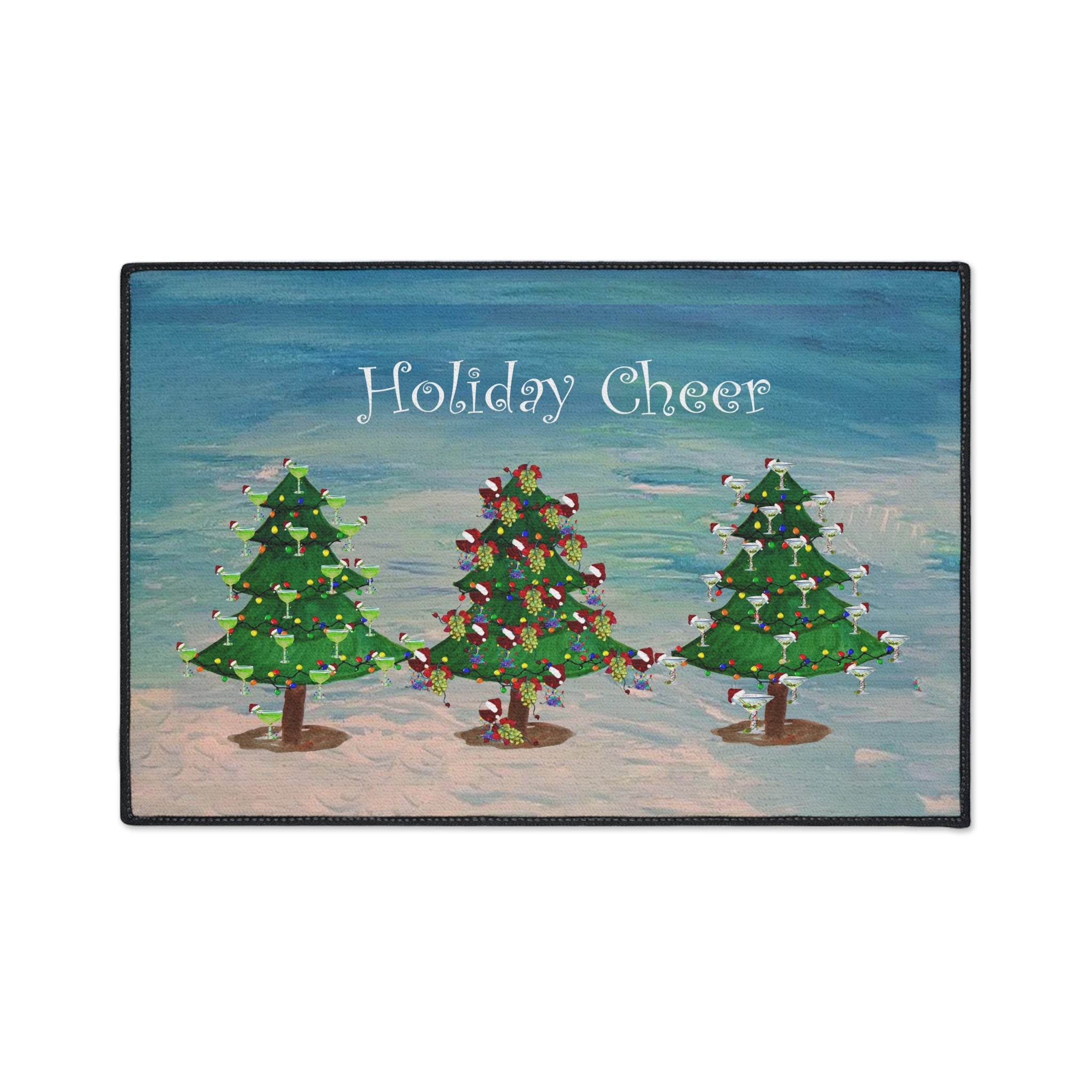 Holiday Cheer Floor Mat - Festive Christmas Trees Welcome Mat