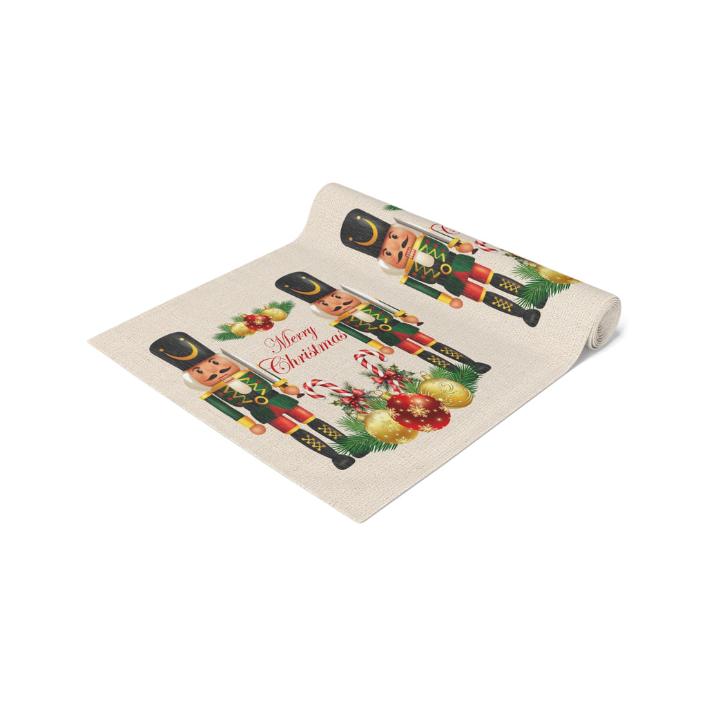 Nutcracker Christmas Table Runner — "Merry Christmas" Holiday Table Decor