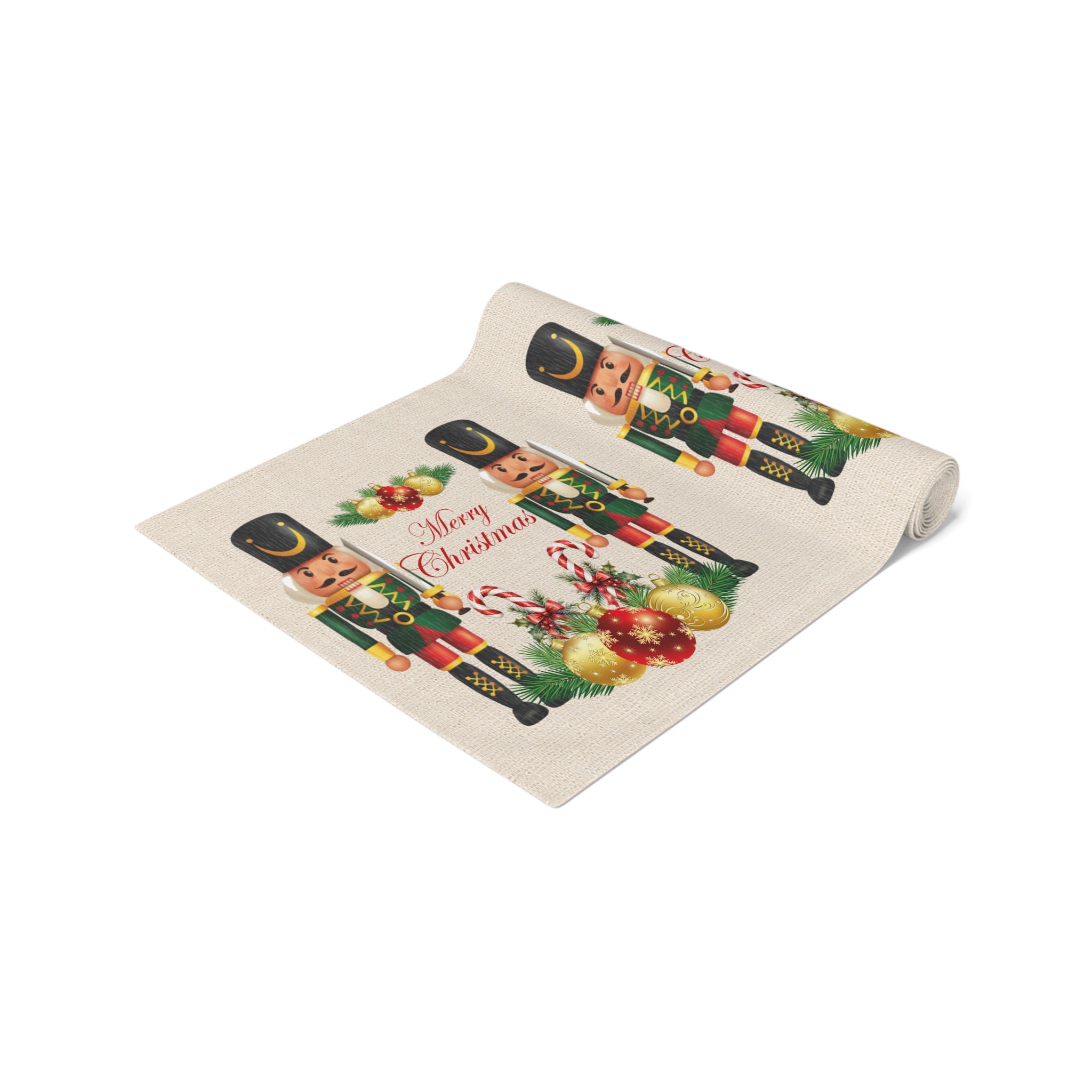 Nutcracker Christmas Table Runner — "Merry Christmas" Holiday Table Decor