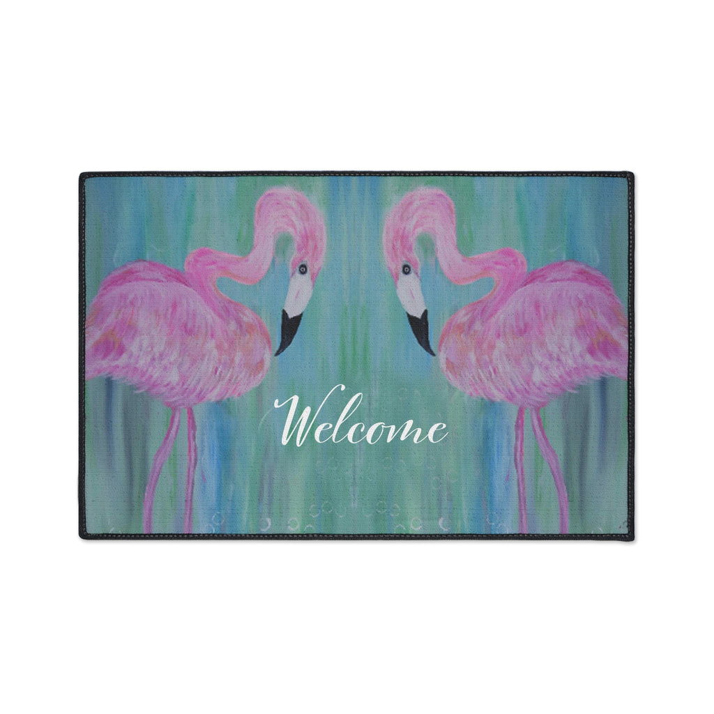 Welcome Pink Flamingo Floor Mat — Heavy Duty Welcome Doormat