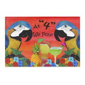 Tropical Parrot Cocktail Area Rug — "At 4 We Pour" Colorful Beach Vibe Mat