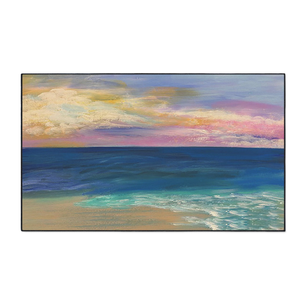 Coastal Sunset Floor Mat — Heavy-Duty Ocean Beach Entrance Rug
