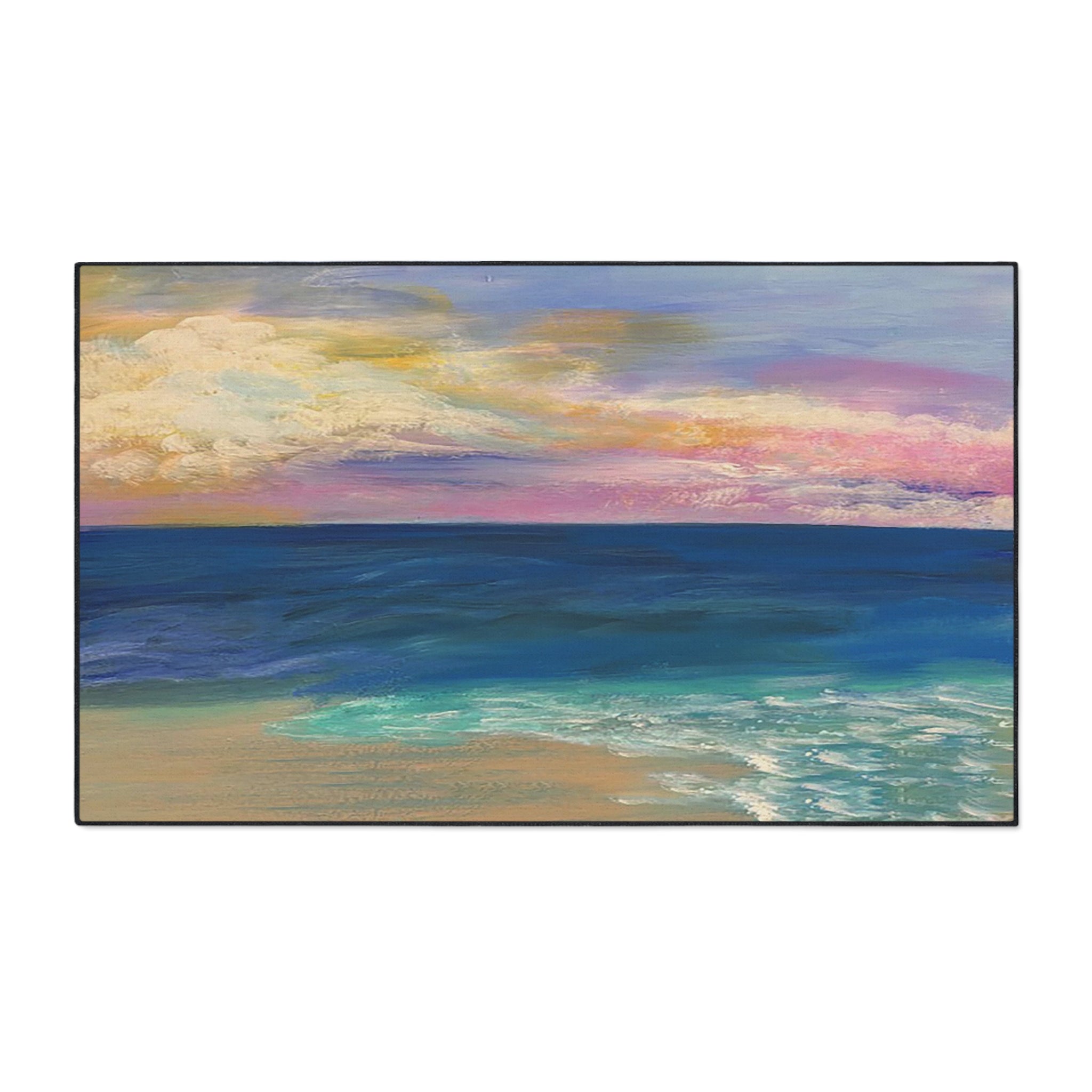 Coastal Sunset Floor Mat — Heavy-Duty Ocean Beach Entrance Rug