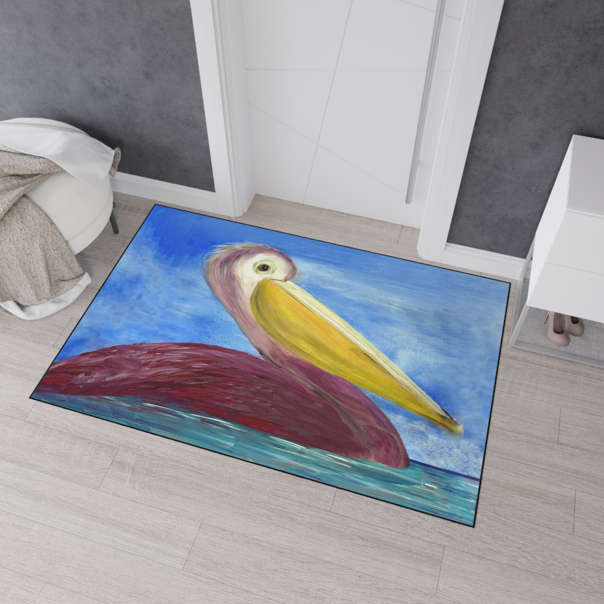 Pelican Art Floor Mat — Heavy-Duty Coastal Welcome Rug
