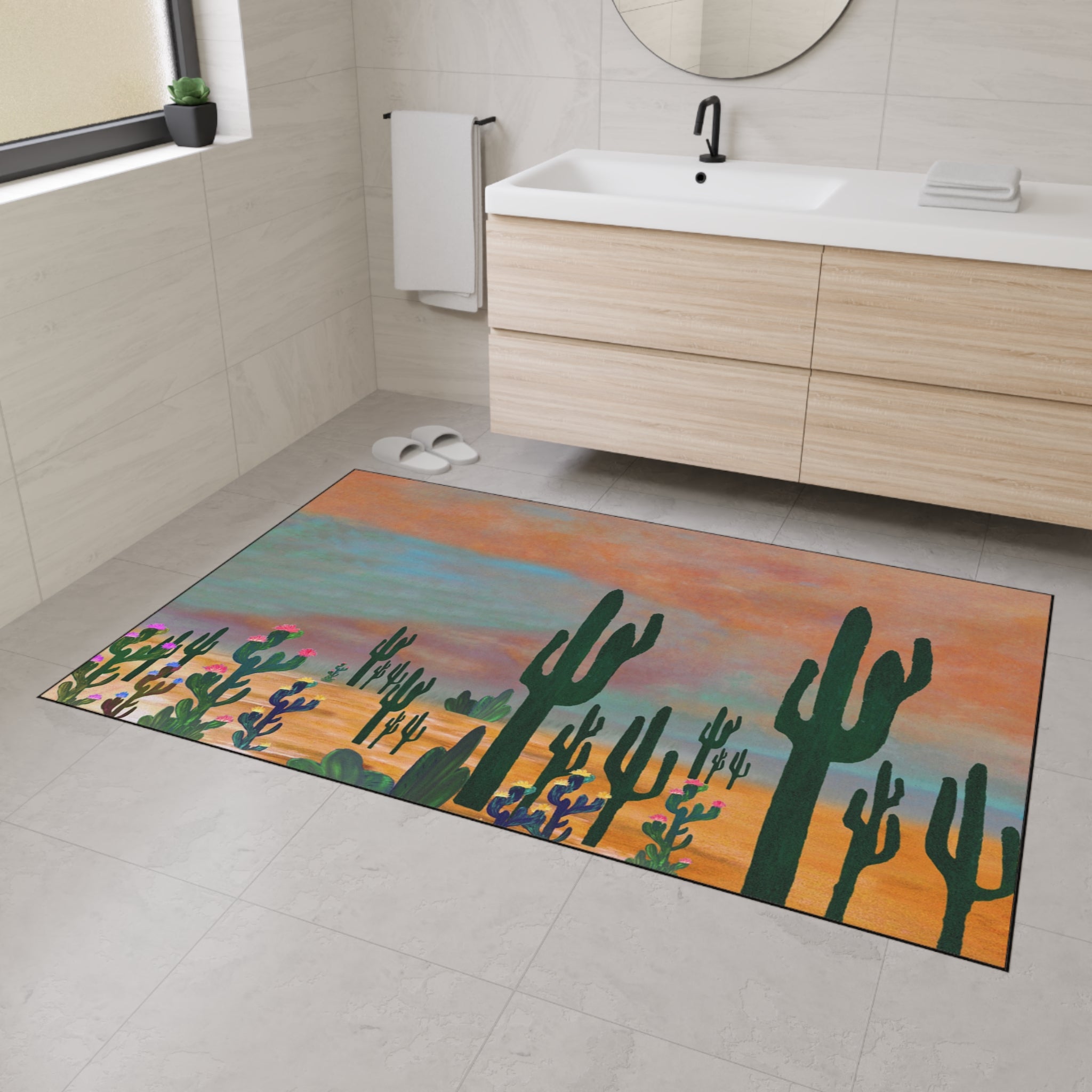 Desert Sunset Cactus Field Floor Mat