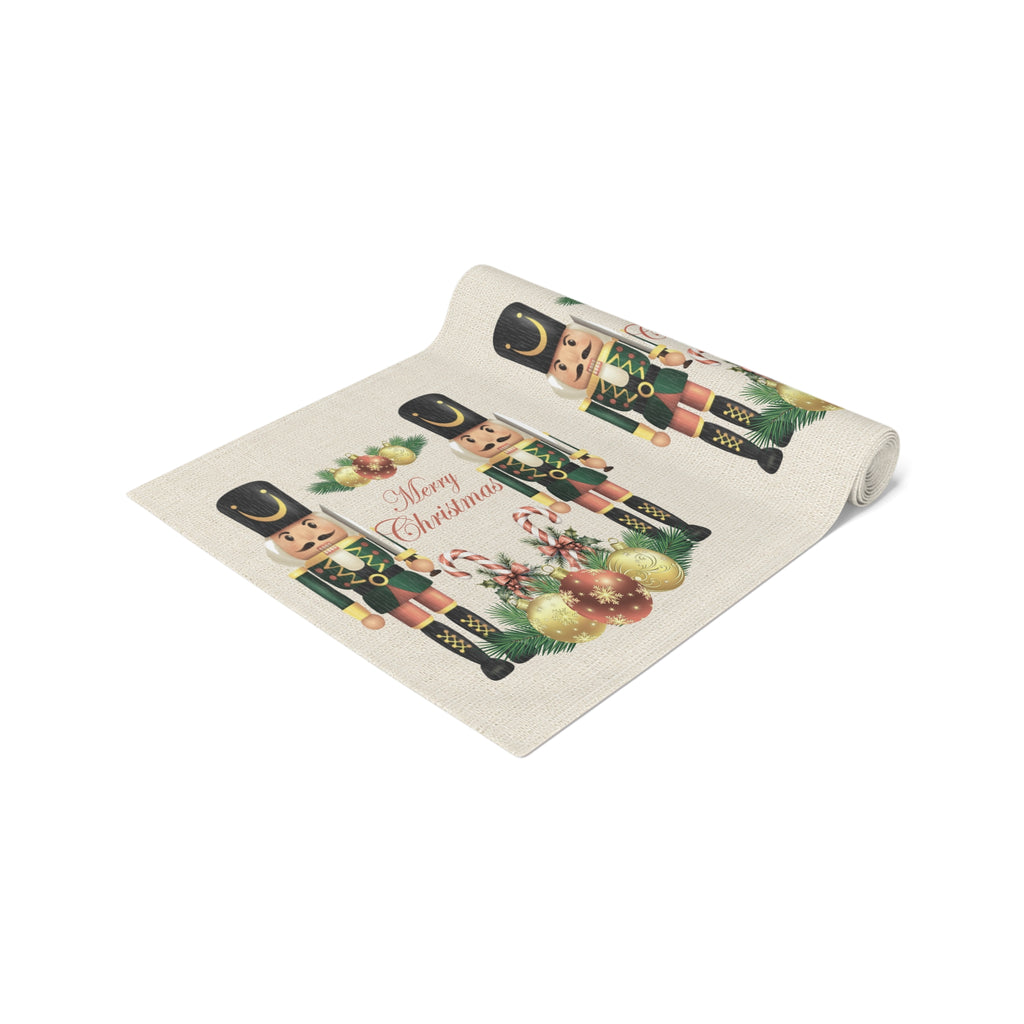 Nutcracker Christmas Table Runner — "Merry Christmas" Holiday Table Decor