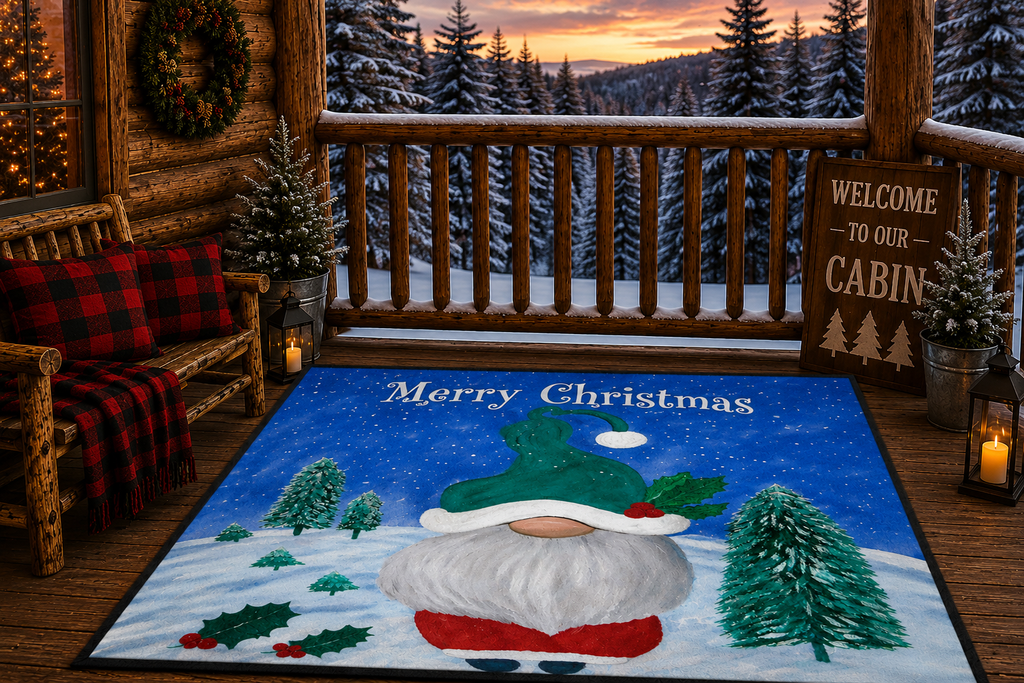 Christmas Gnome Heavy Duty Floor Mat – Merry Christmas Holiday Welcome Rug