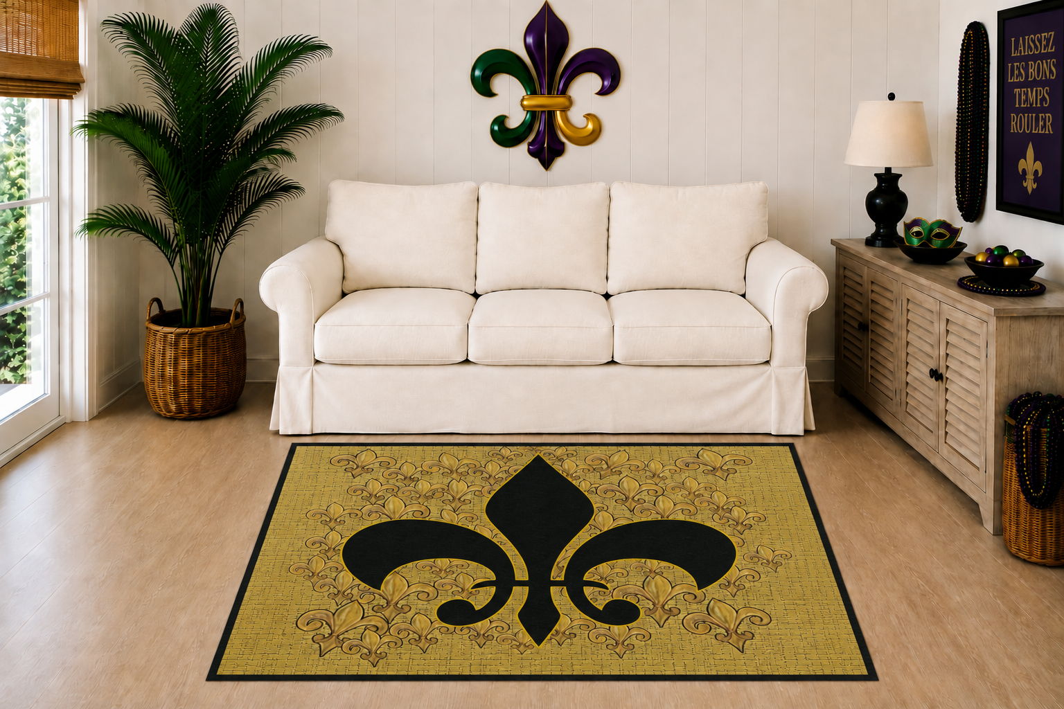 Fleur-de-Lis Heavy Duty Floor Mat – Durable Entry Rug with Classic French Emblem