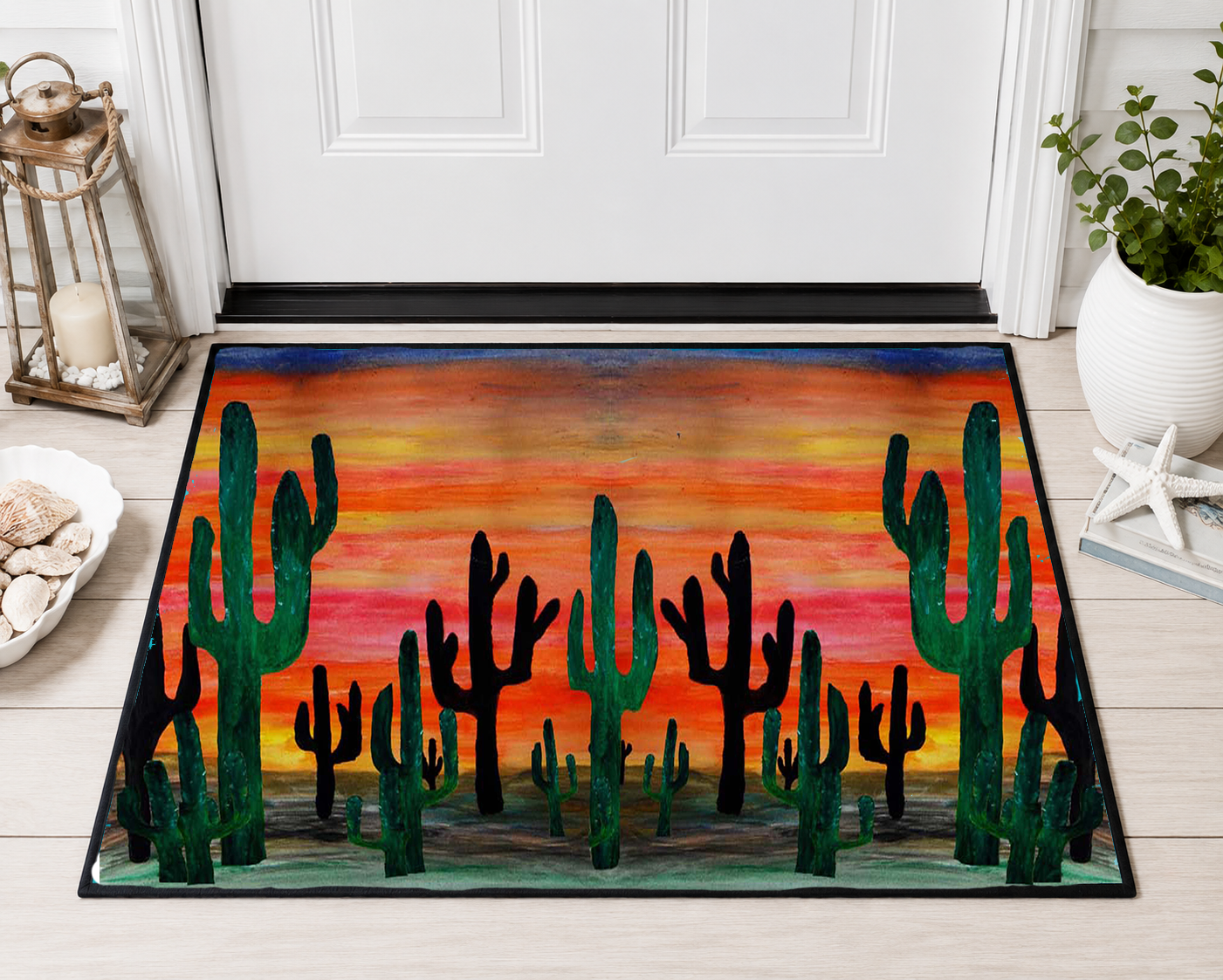 Desert Sunset Cactus Floor Mat