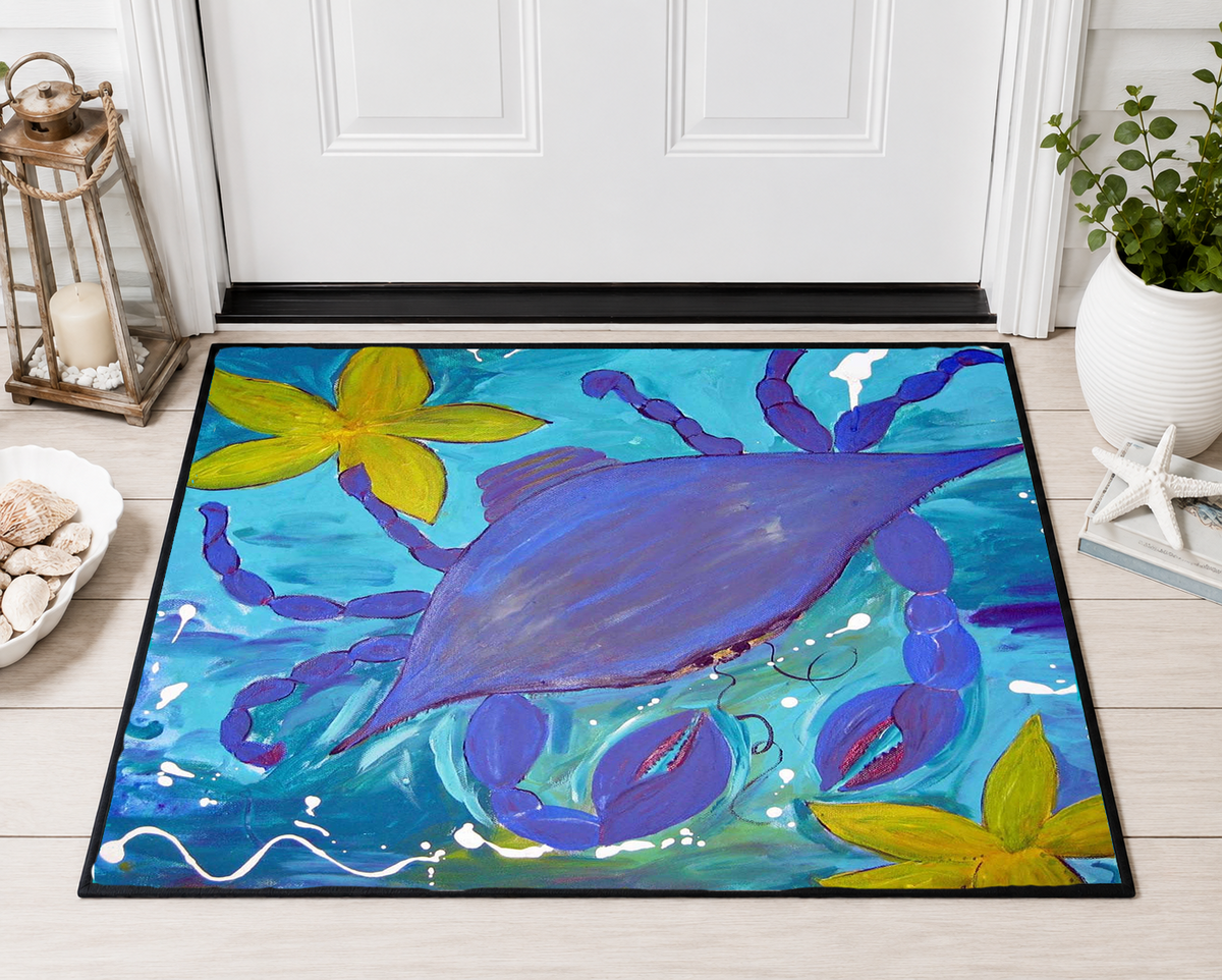 Beach Crab Island and starfish Heavy-Duty Floor Mat — Vibrant Coastal Entry Rug