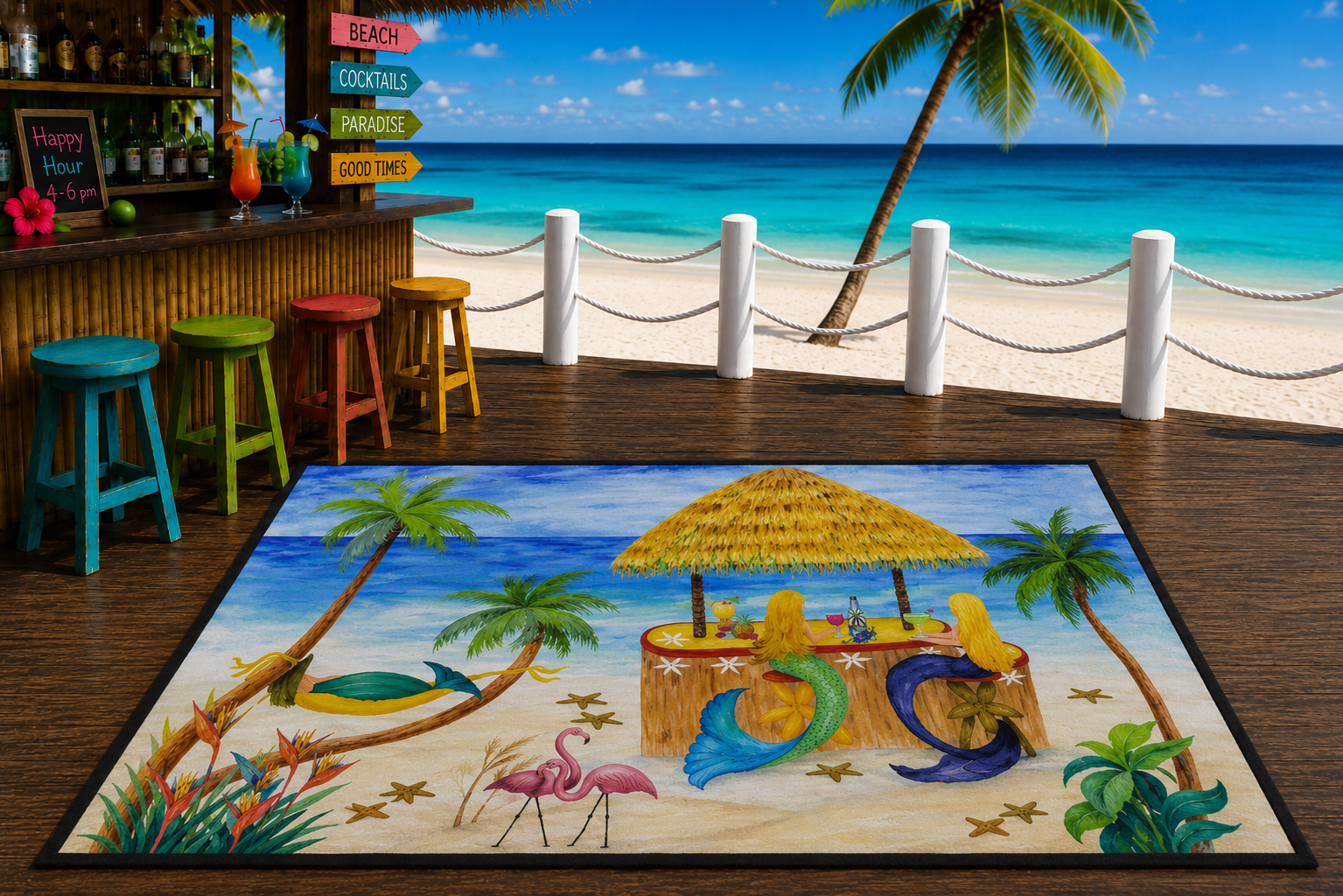 Tropical Mermaid Beach Mat — Heavy Duty Outdoor/Indoor Doormat